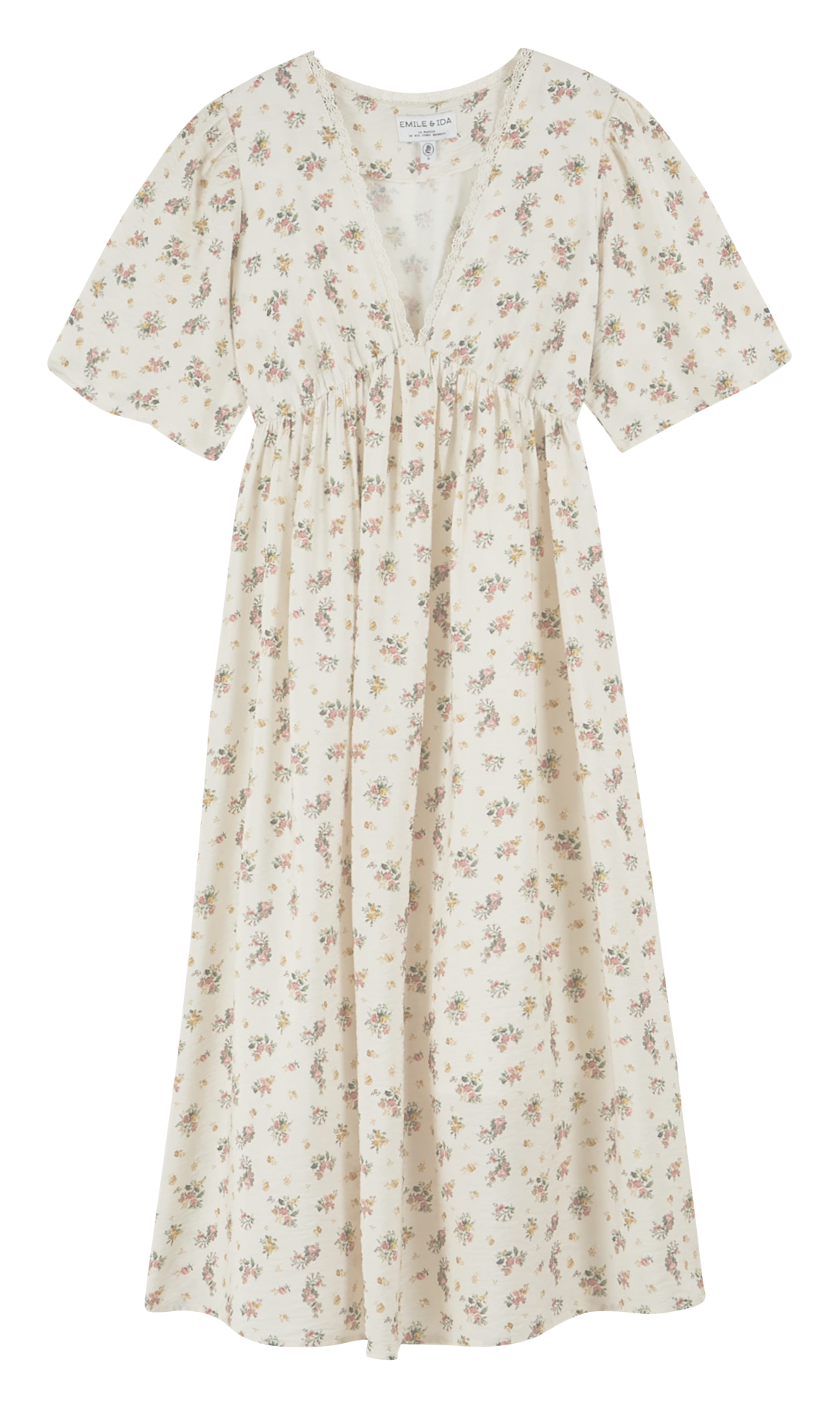 Robe longue col V  EMILE ET IDA Beige