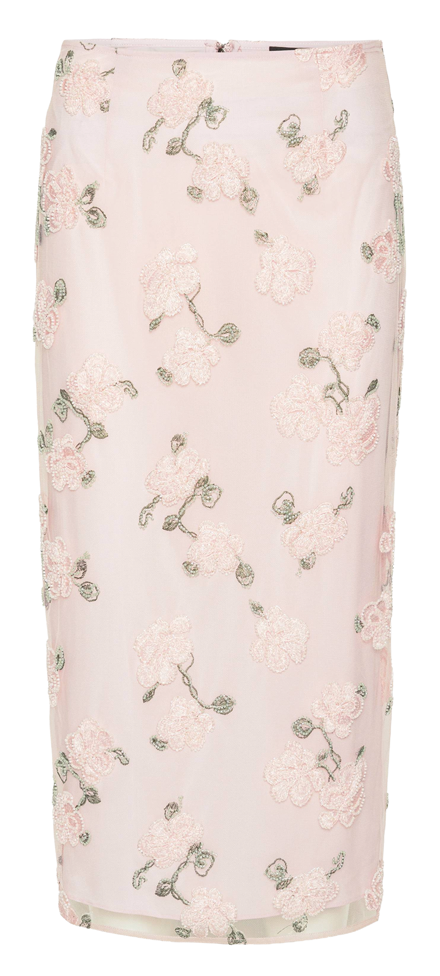 Jupe midi droite à fleurs brodées ROTATE Violet