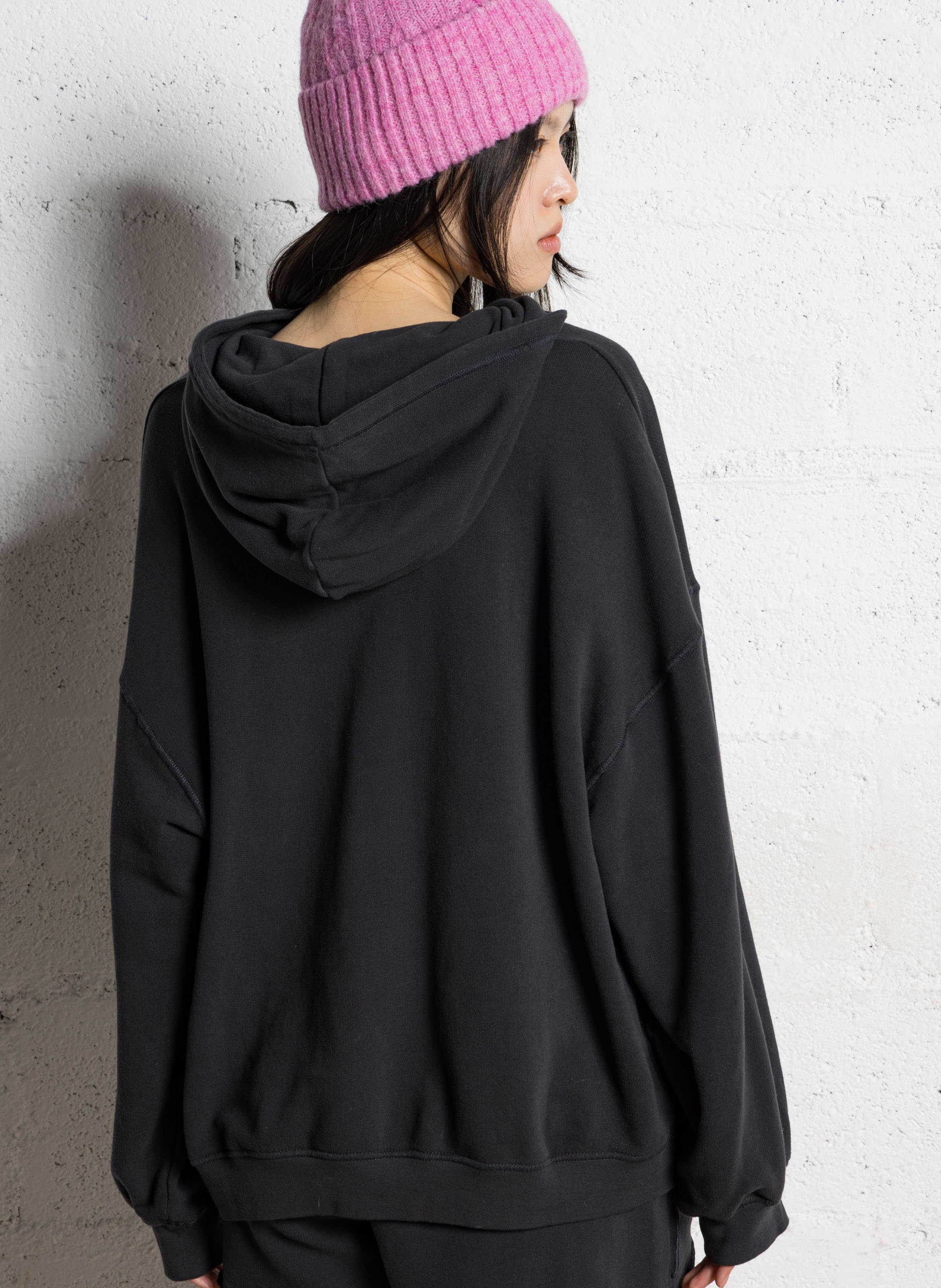 Oversized heathered hoodie AMERICAN VINTAGE Black