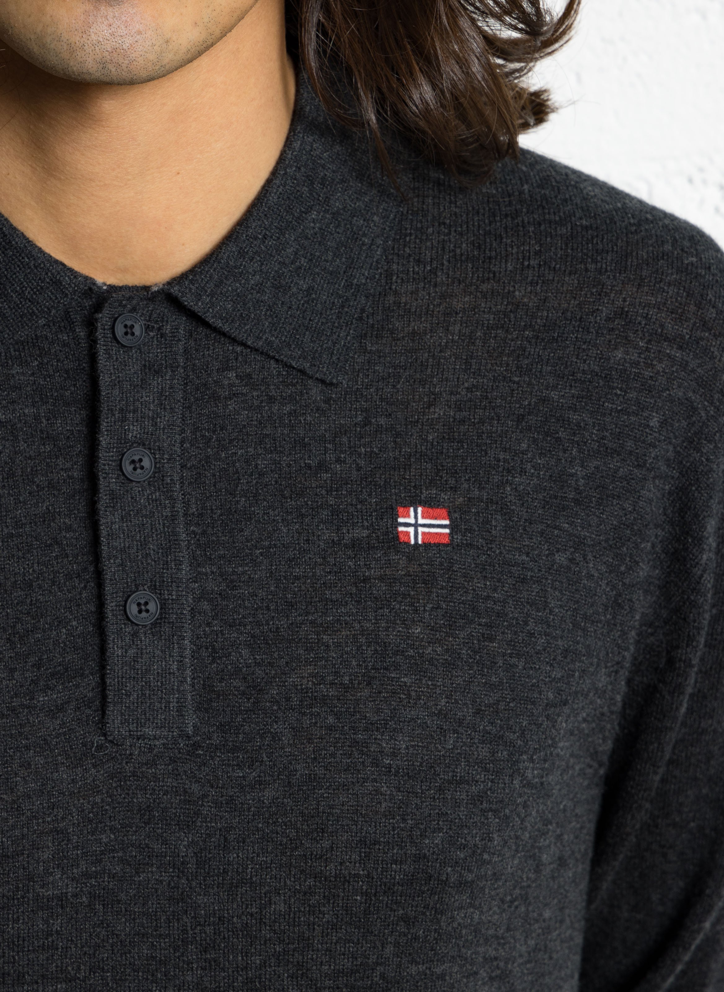 Polo manches longues en laine NAPAPIJRI Gris