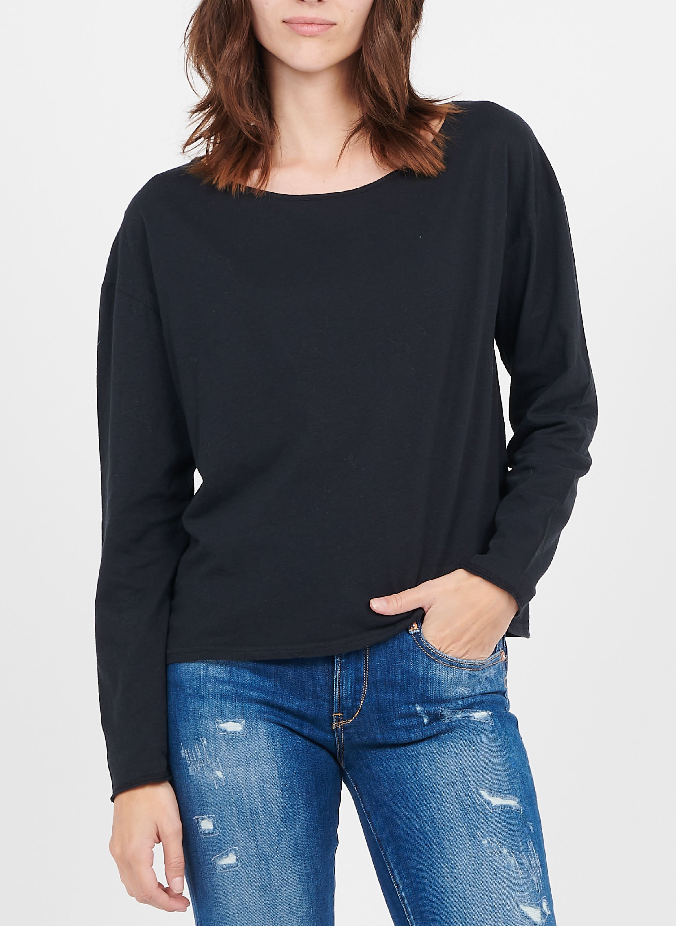 Tee-shirt ample à col bateau en coton  AMERICAN VINTAGE Noir