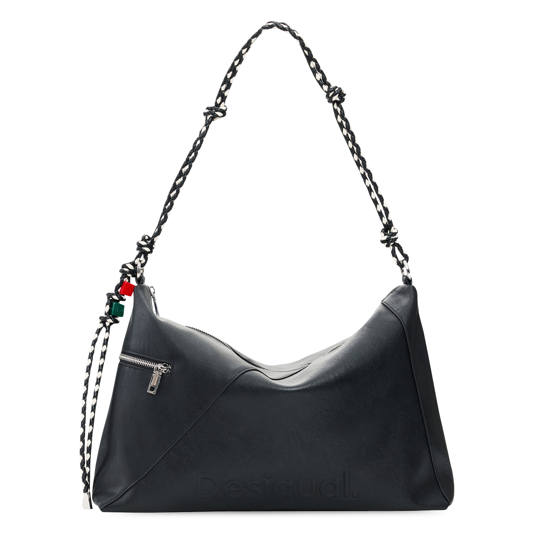 Grote tas met ritssluiting en logo bedel DESIGUAL Zwart