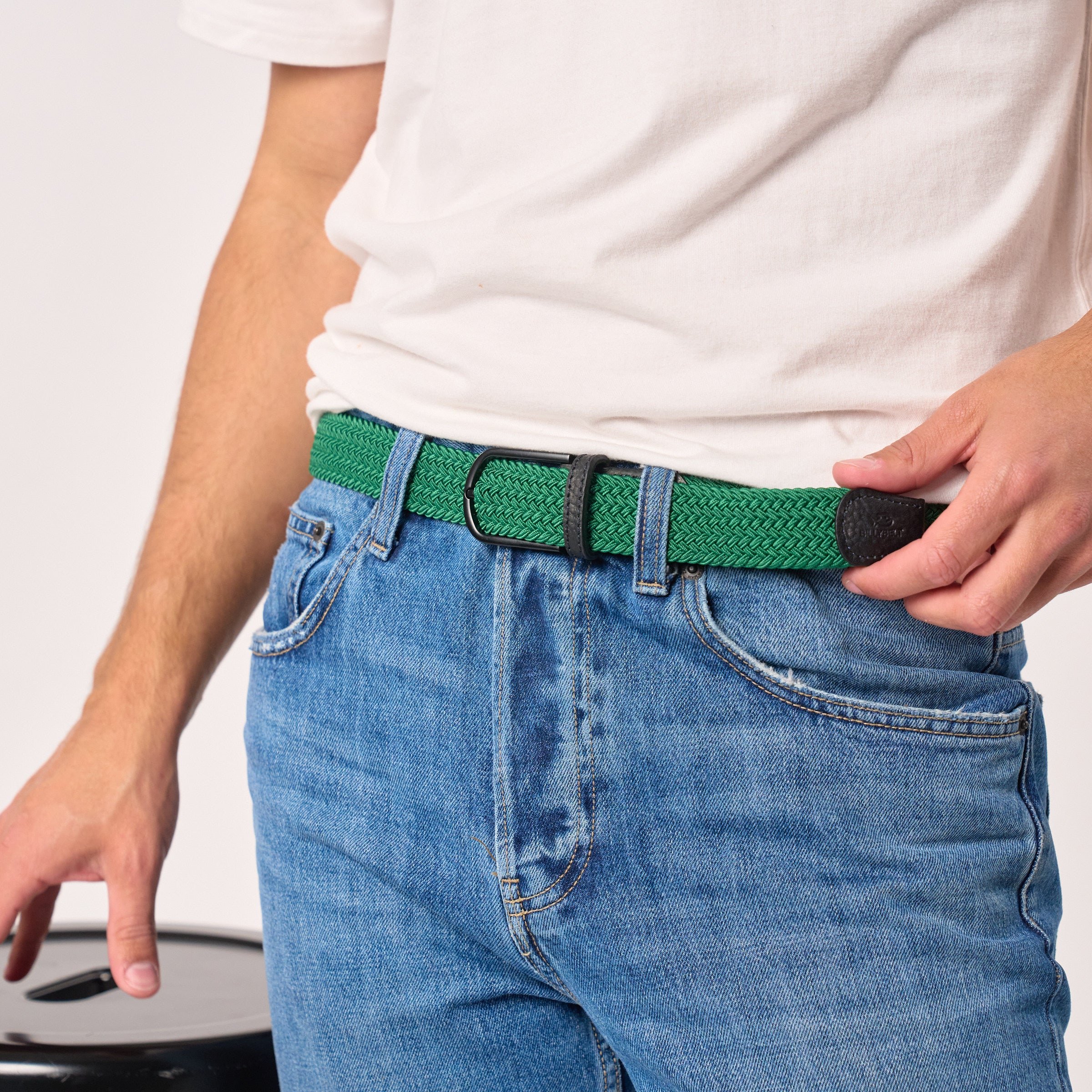 Solid Elastic Braided Belt BILLYBELT Green
