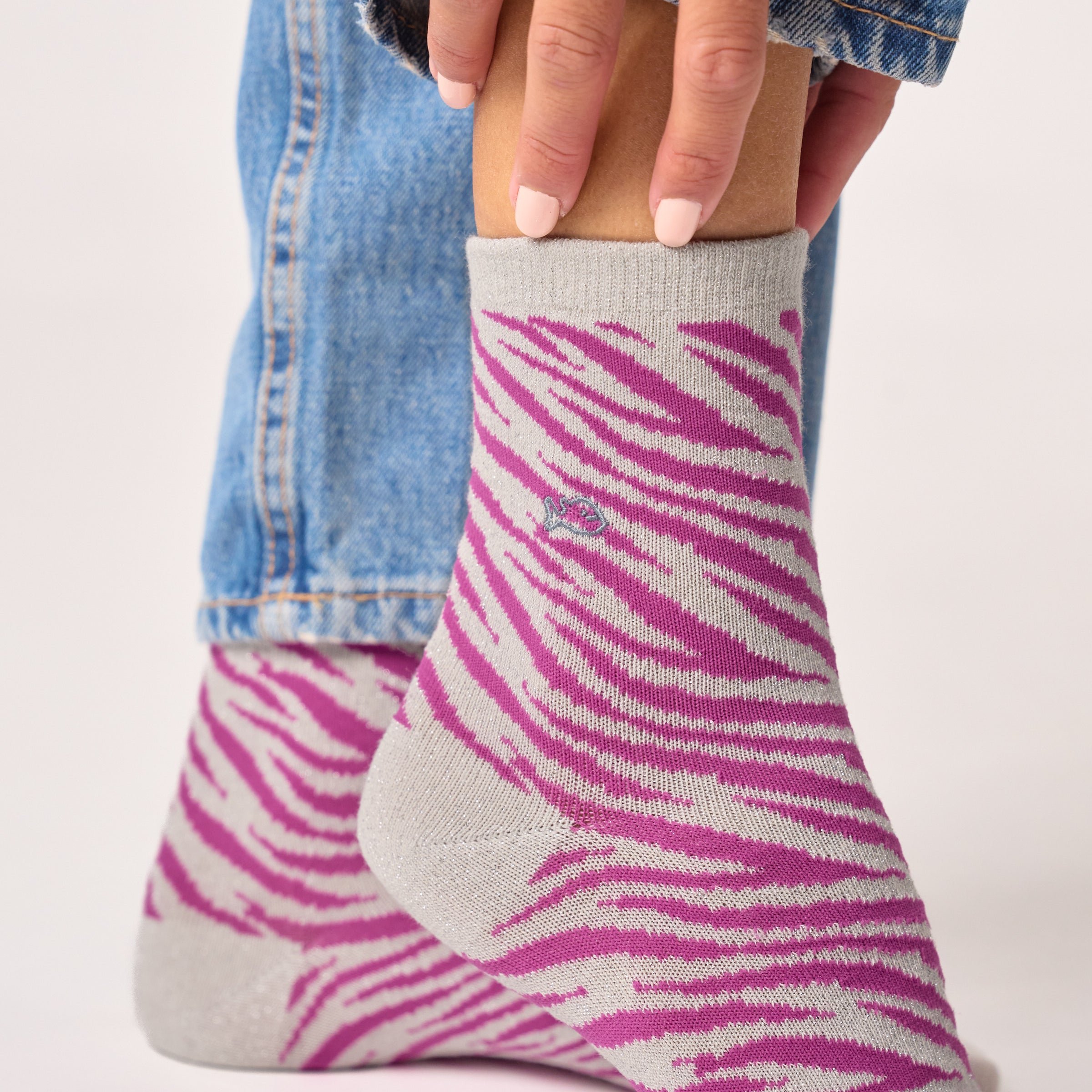 Combed Cotton Zebra Socks BILLYBELT Purple