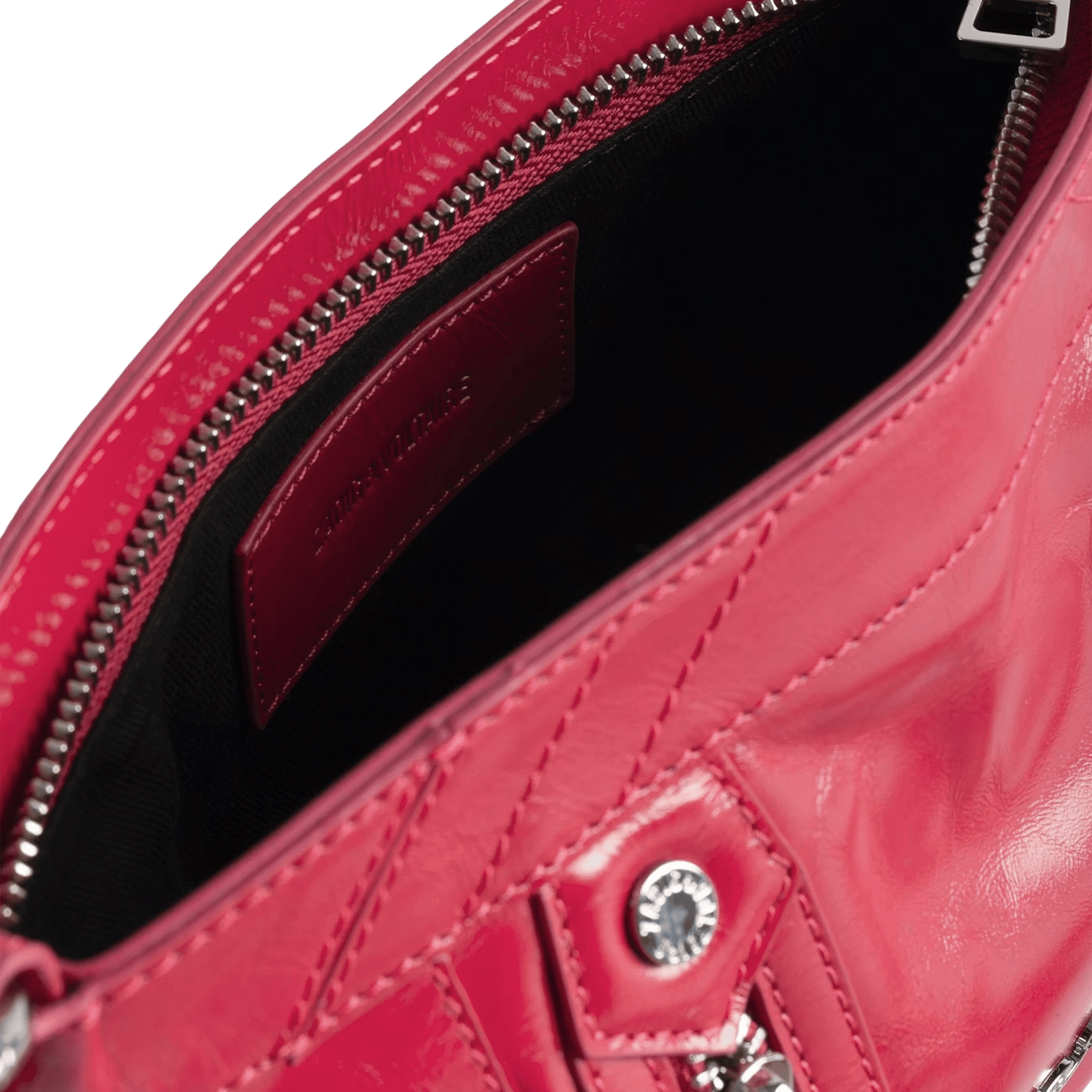 Leren schoudertas met rits Roze