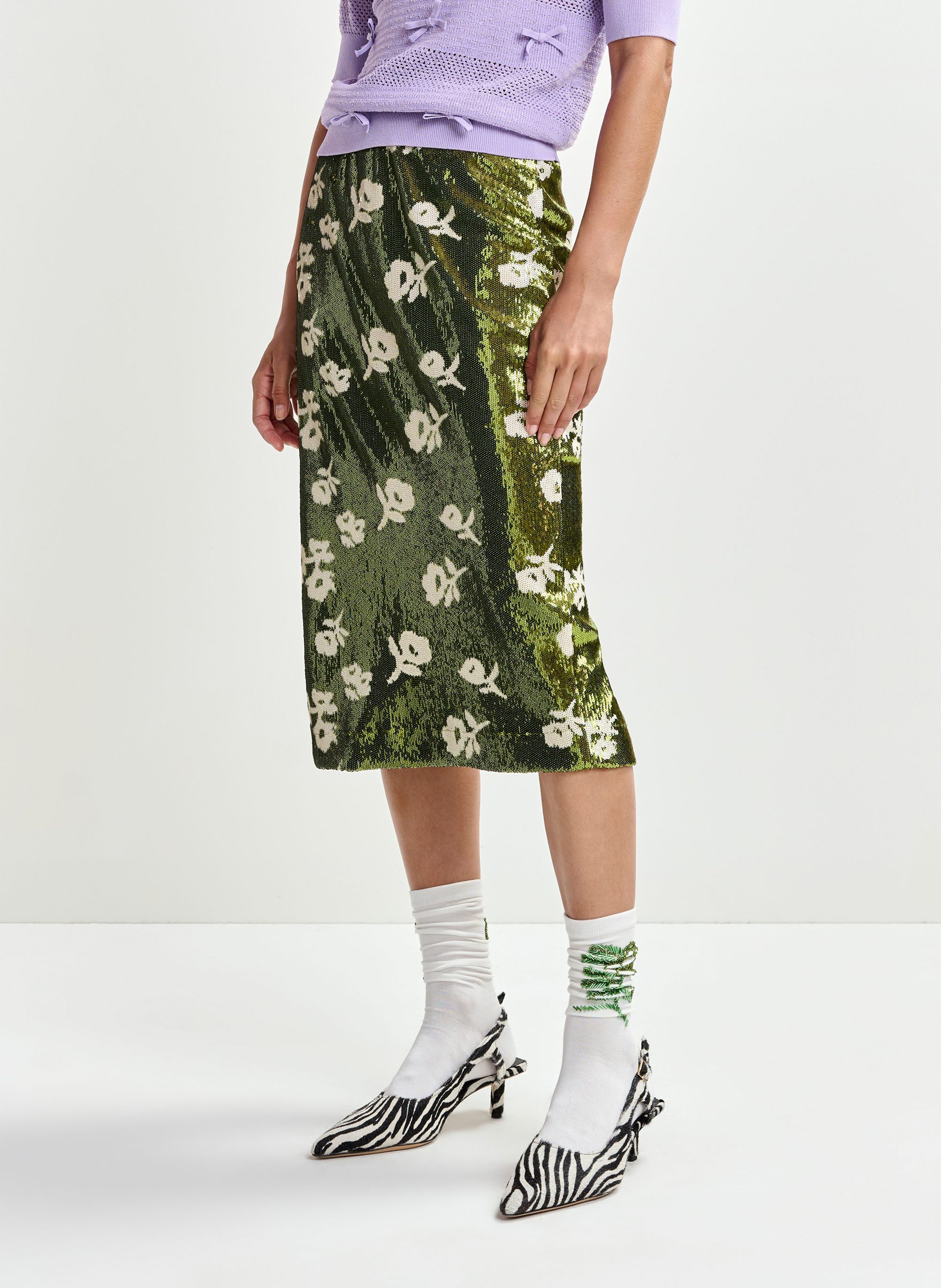 Floride midi skirt with sequins  ESSENTIEL ANTWERP Green