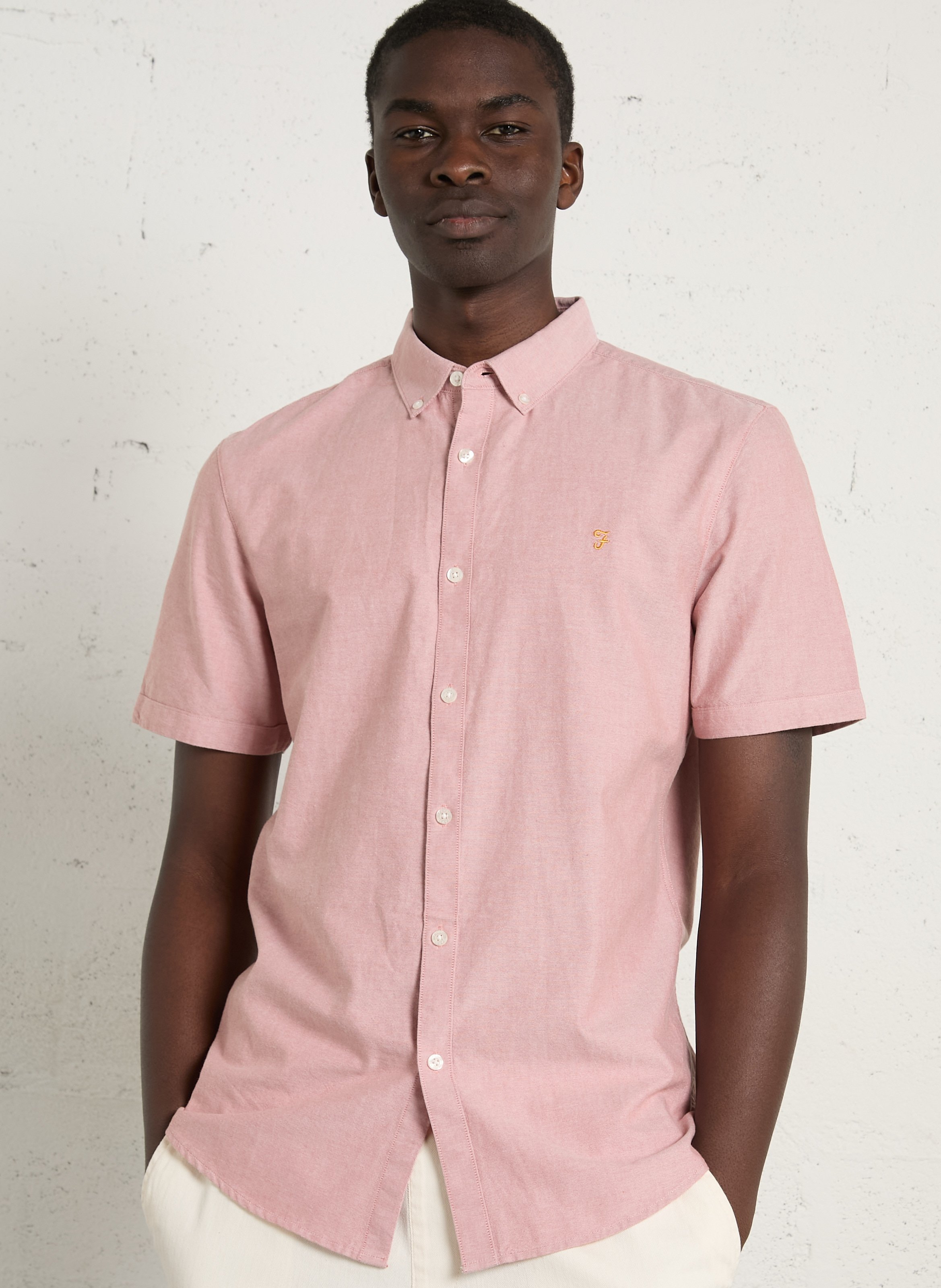 Aansluitende blouse met korte mouwen FARAH Roze