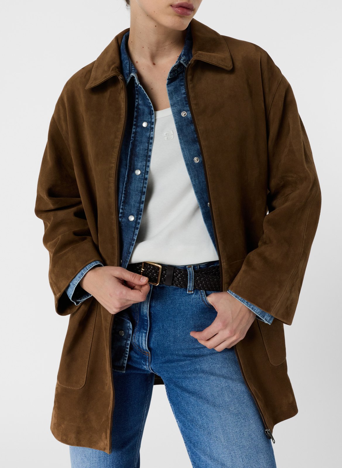 Long leather jacket GERARD DAREL Brown