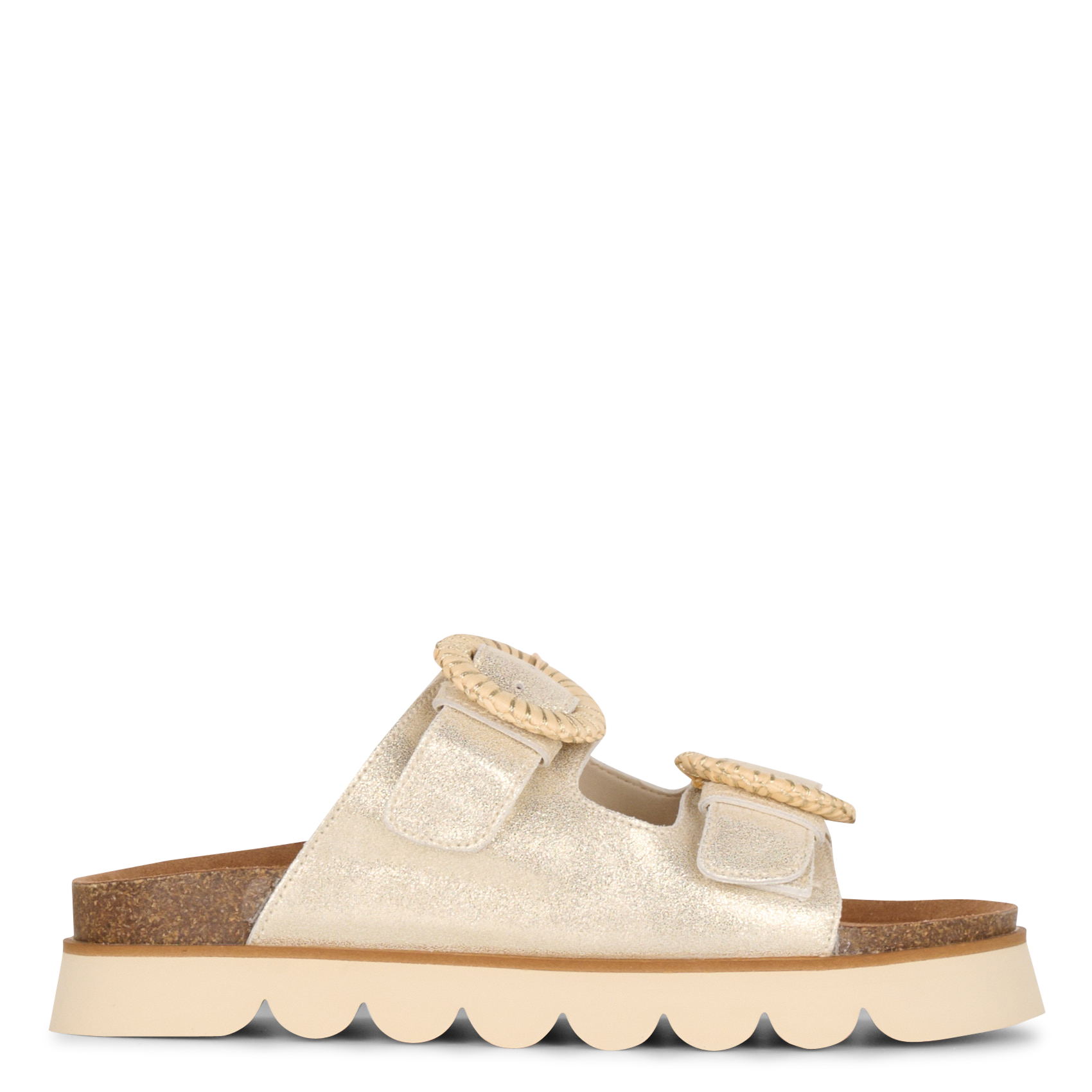 Sandales plates en cuir NO NAME Doré