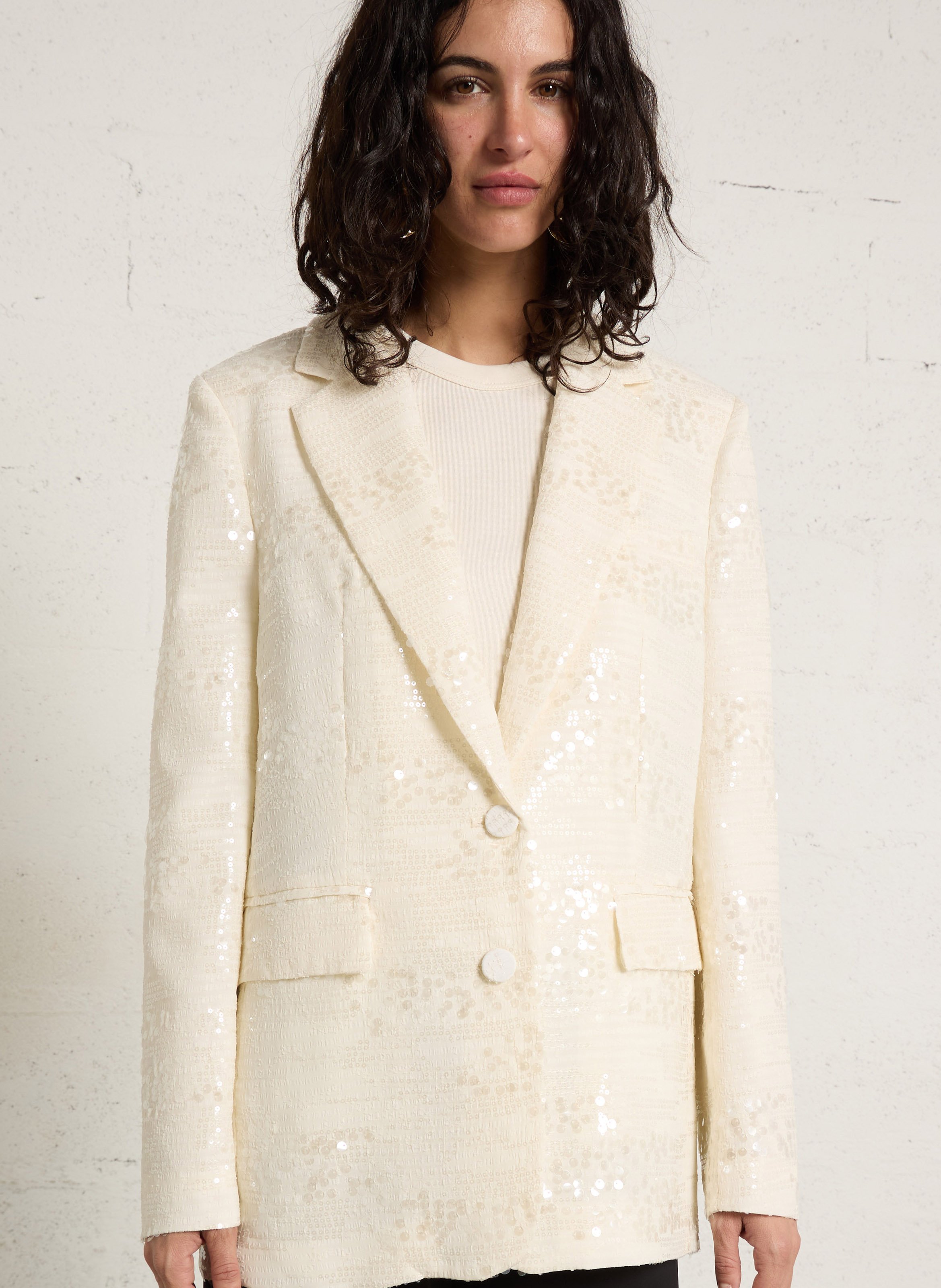 Sequined suit jacket IMPERIAL White