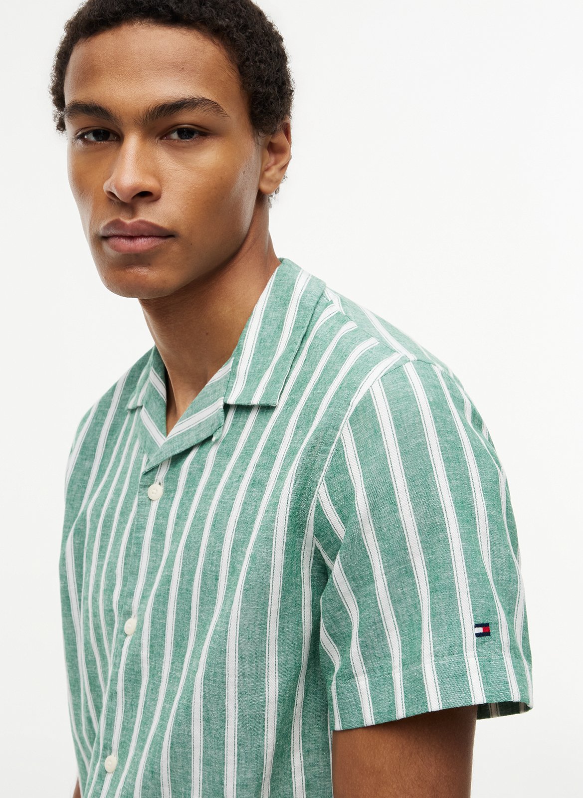 Chemise droite manches courtes rayée TOMMY HILFIGER Vert