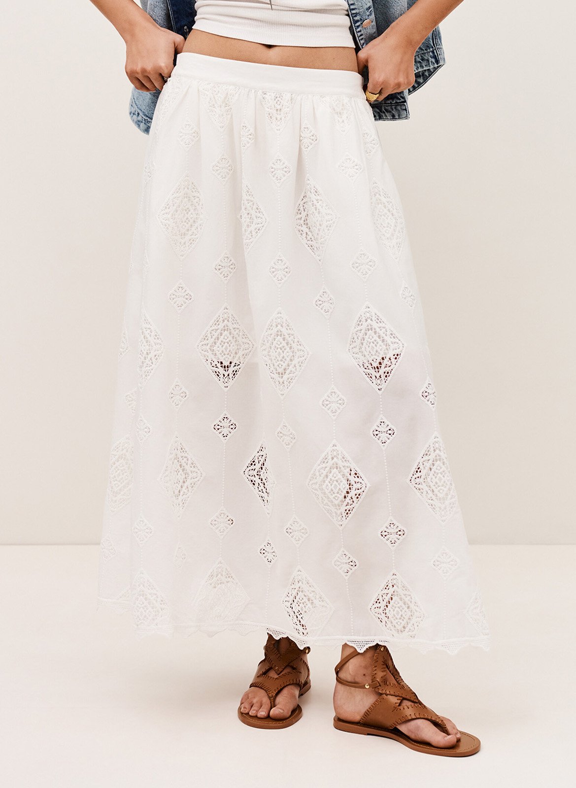 Lange rok | katoenblend BA&SH Beige