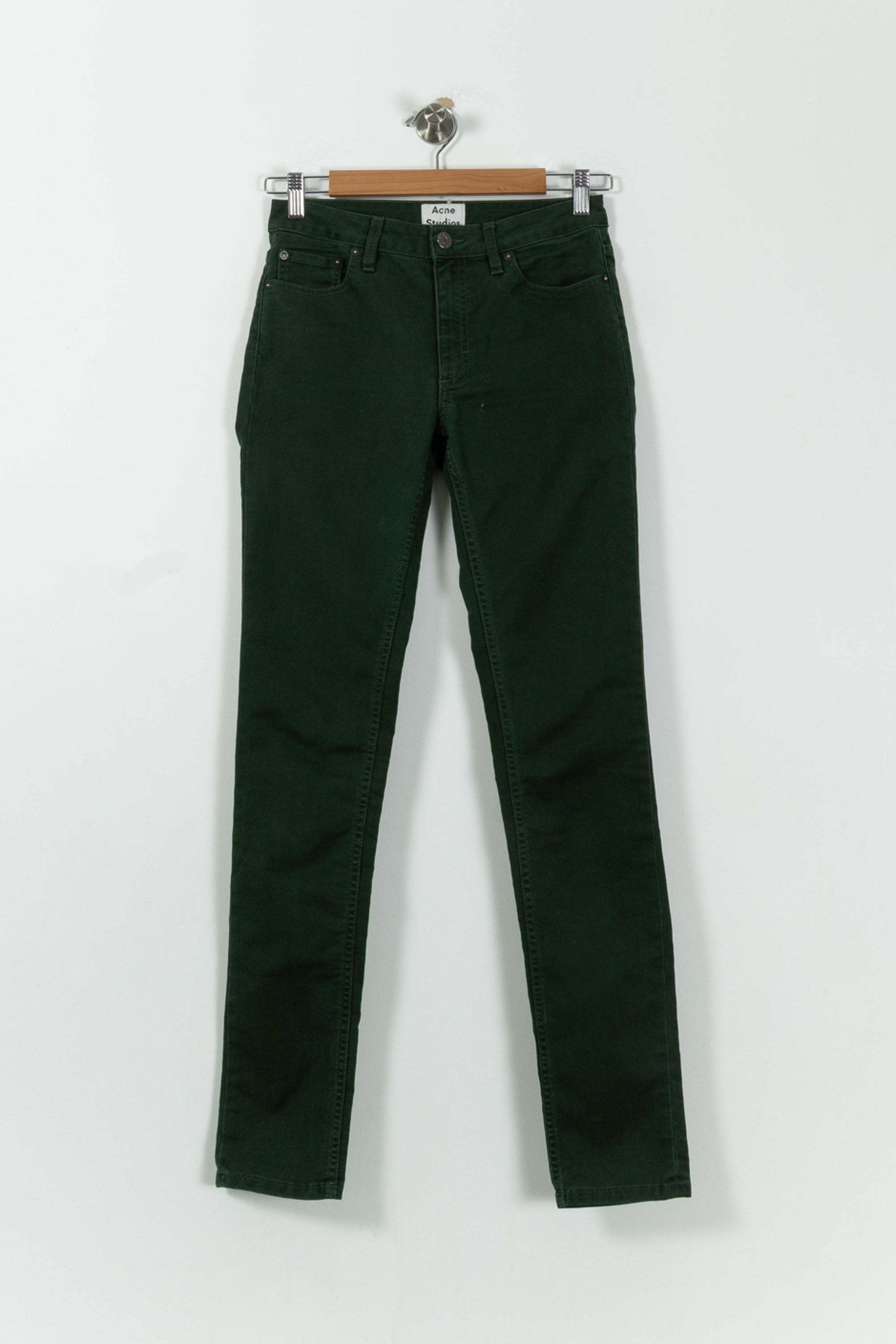 Cropped slim jeans with studs ACNE STUDIOS - Seconde Main Green