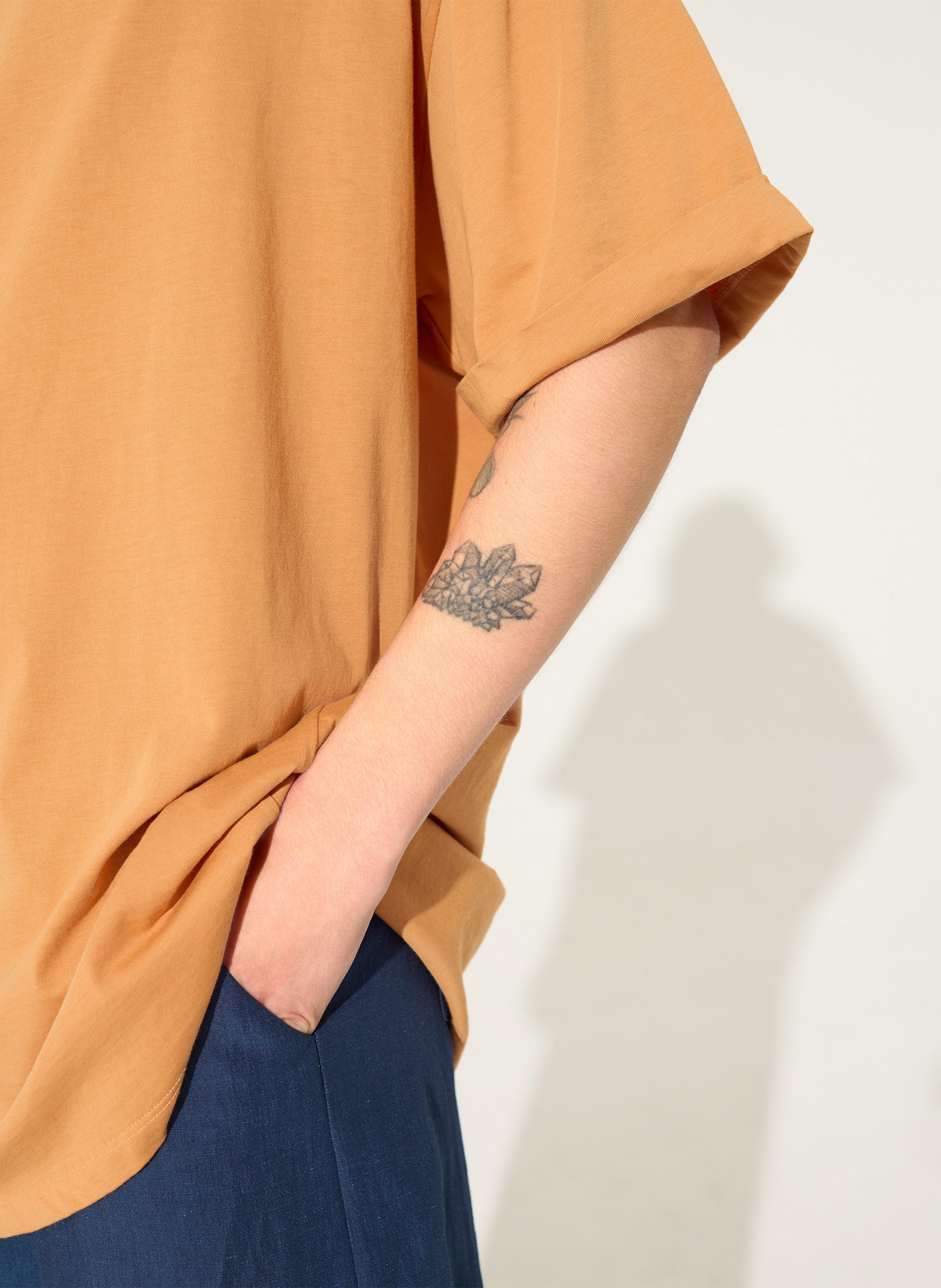 Tee-shirt ample col rond en coton bio COTELAC ACOTE Orange