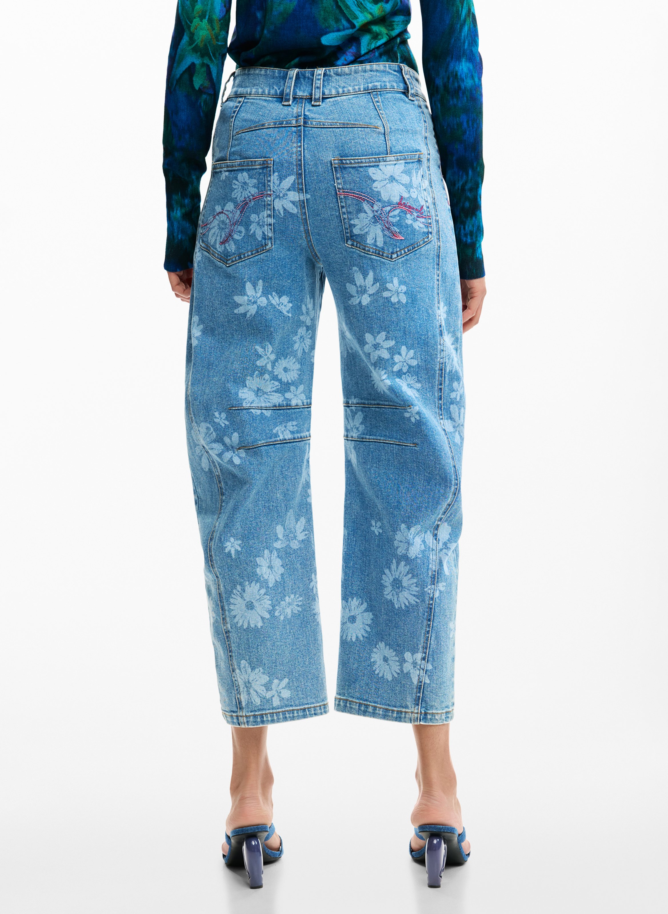 Rechte jeans met bloemenprint DESIGUAL Blauw