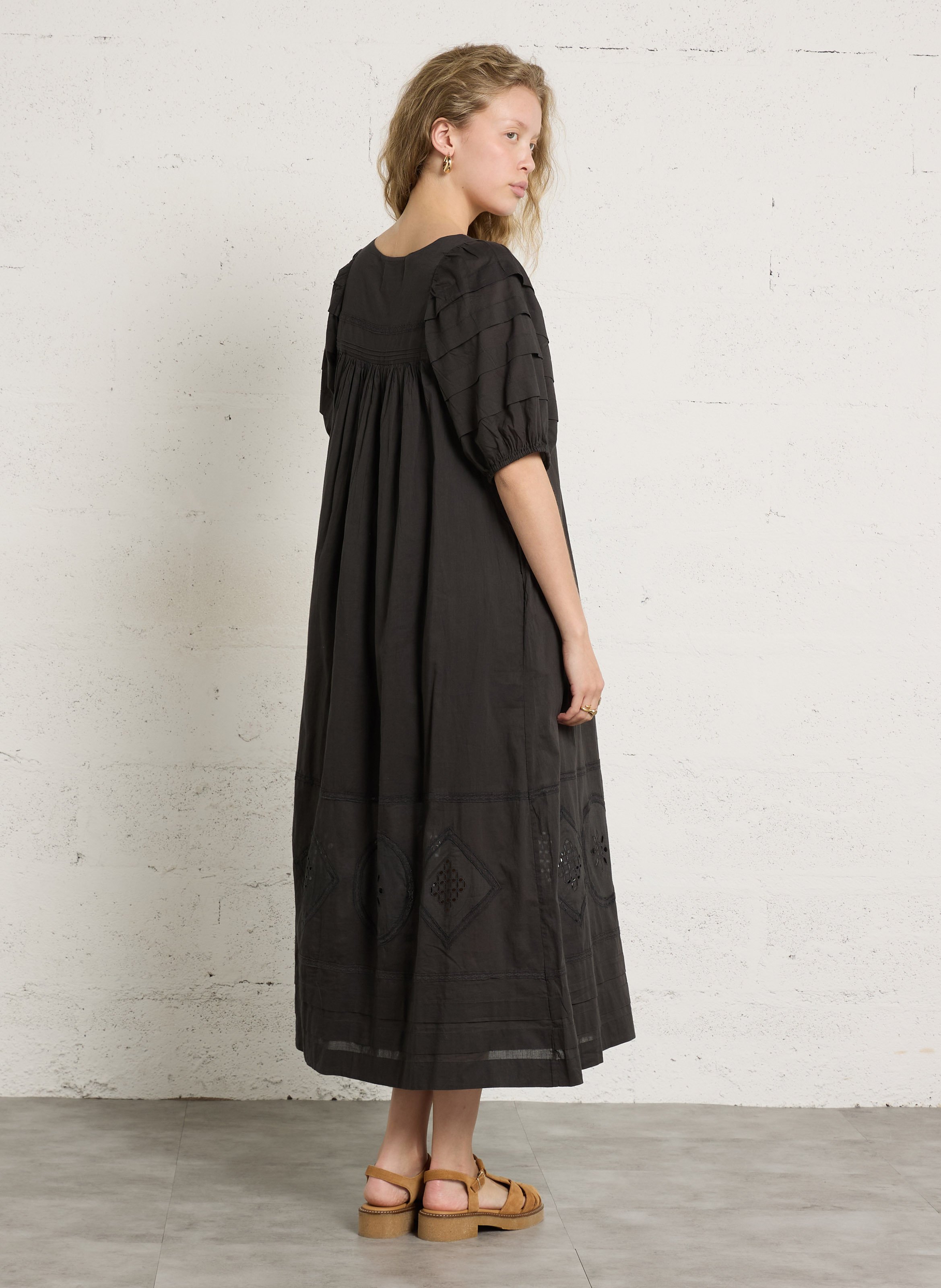Long loose-fit organic cotton dress LEON & HARPER Grey