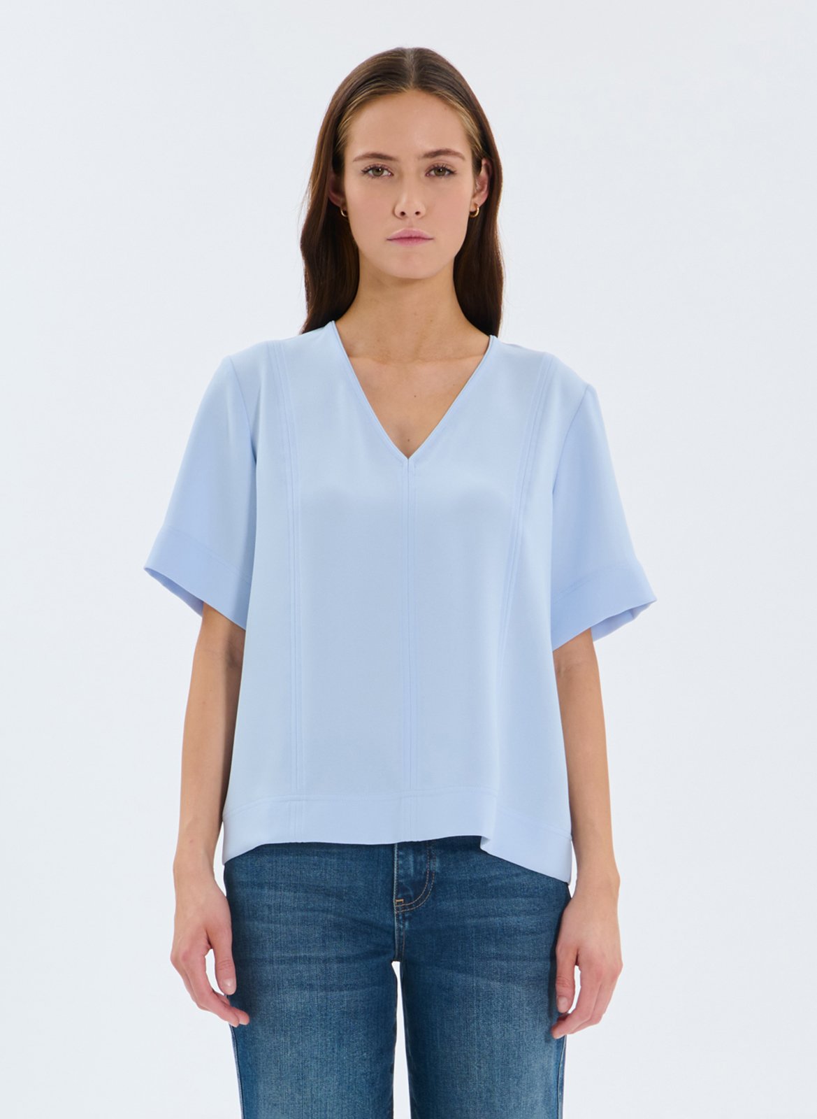 Top ampio scollo a V fluido ZAPA Blu