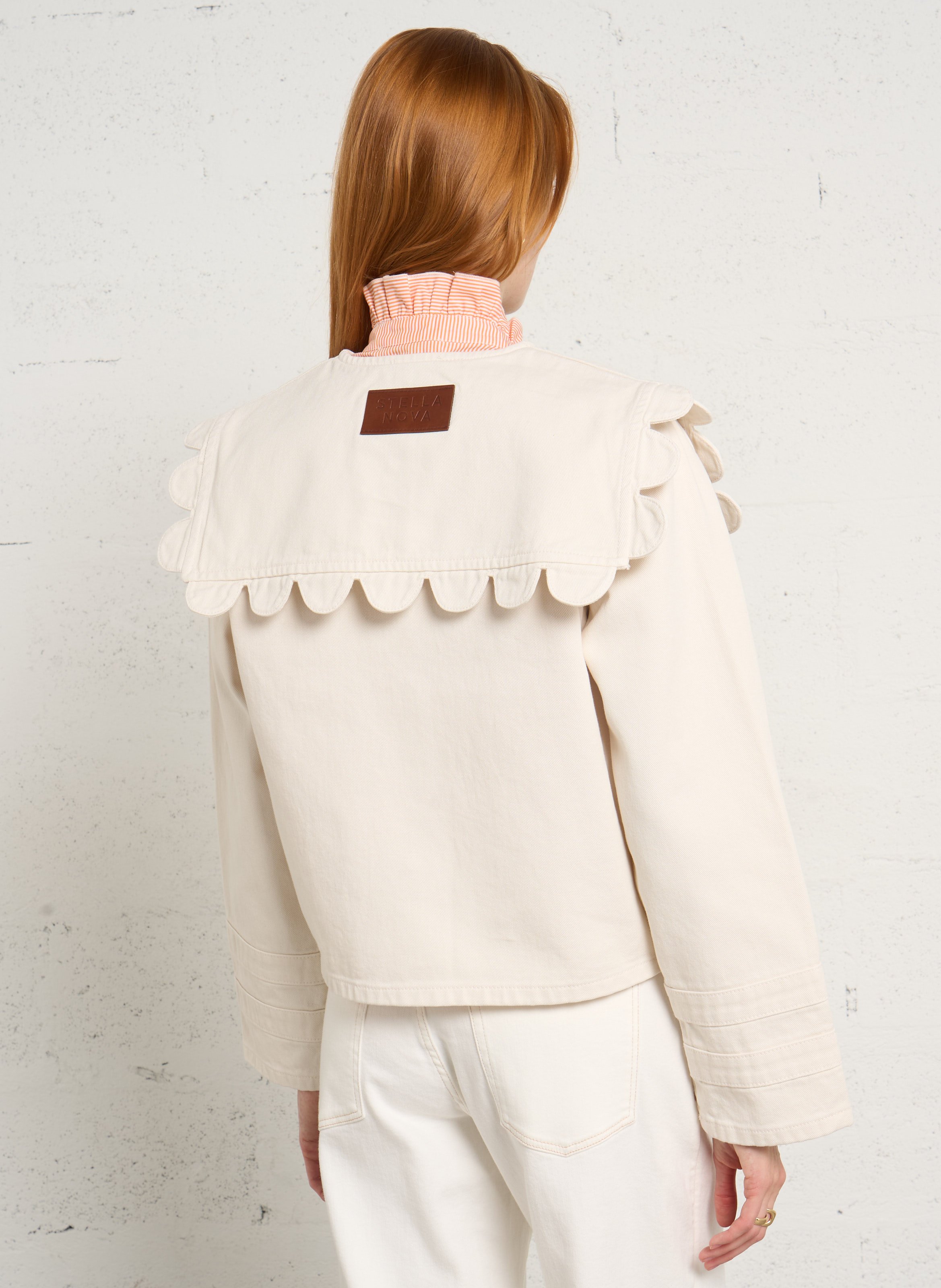 Spijkerjasje met ronde hals van biologisch katoen STELLA NOVA Wit