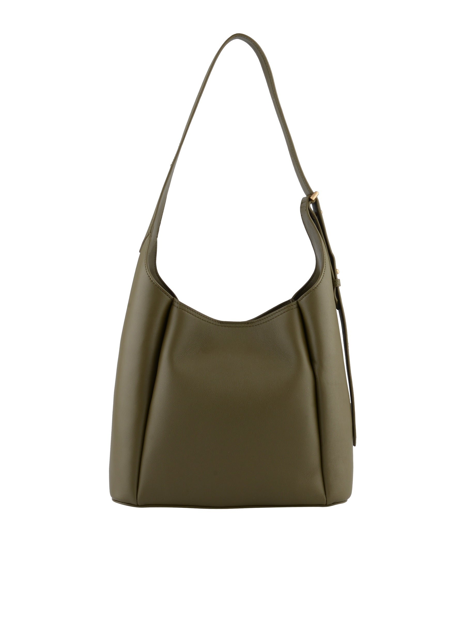 Sac porté épaule en cuir de vachette POURCHET Kaki