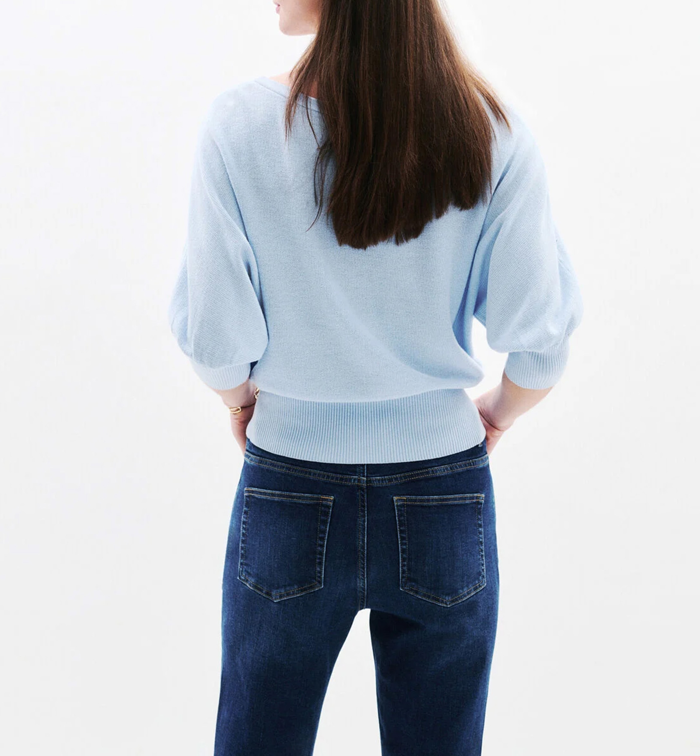 Oversized boat-neck cotton sweater CAROLL Blue
