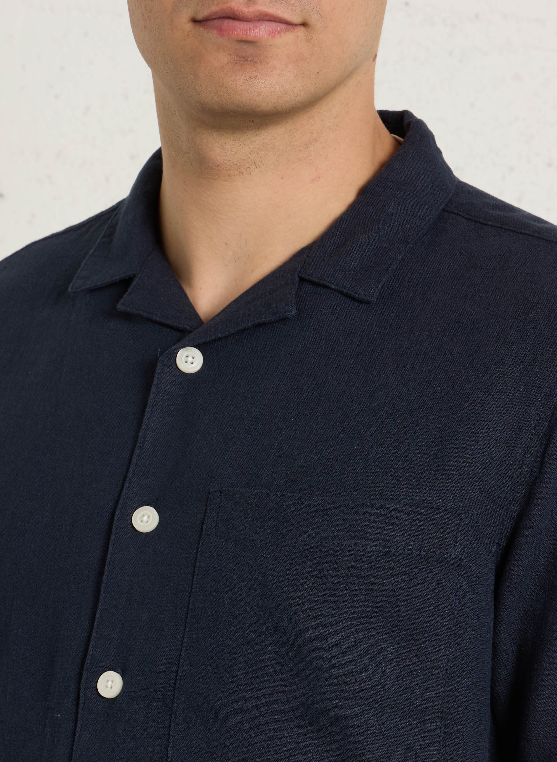 Chemise en lin mélangé SOLID Bleu