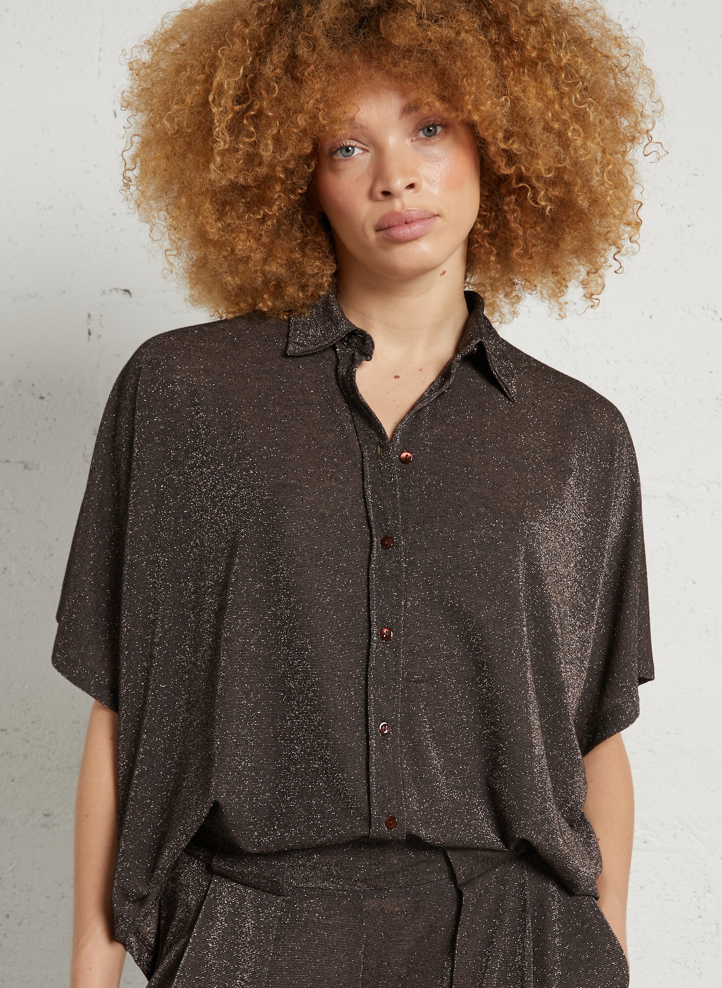 Oversized shirt with classic sequined collar MOMONI