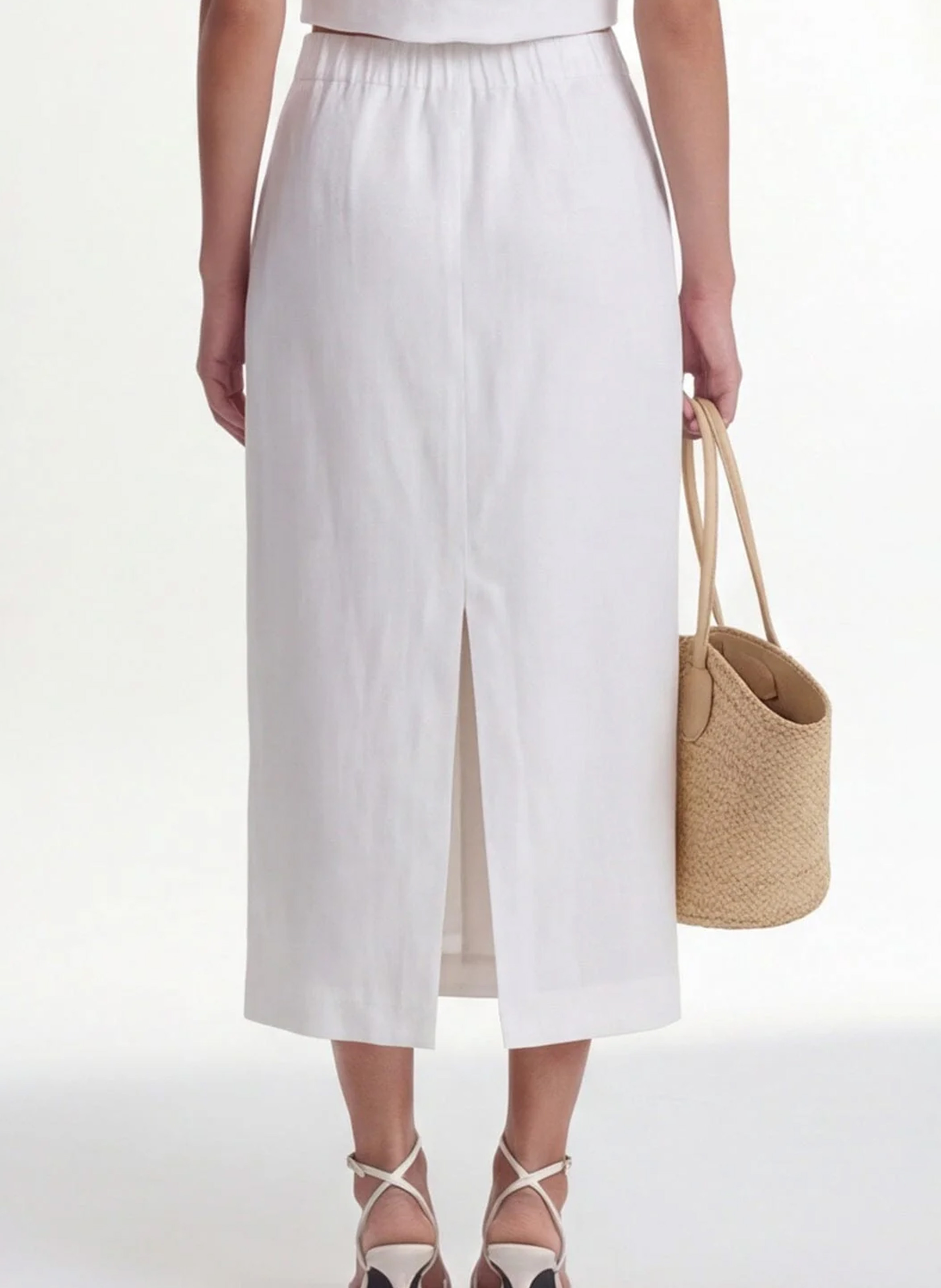 Jupe midi droite en lin KOOKAI Blanc