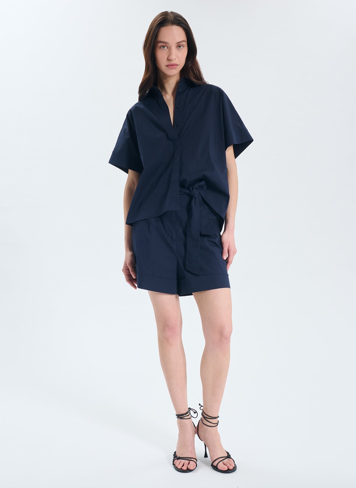 Wide-leg cotton-blend shorts ZAPA Blue
