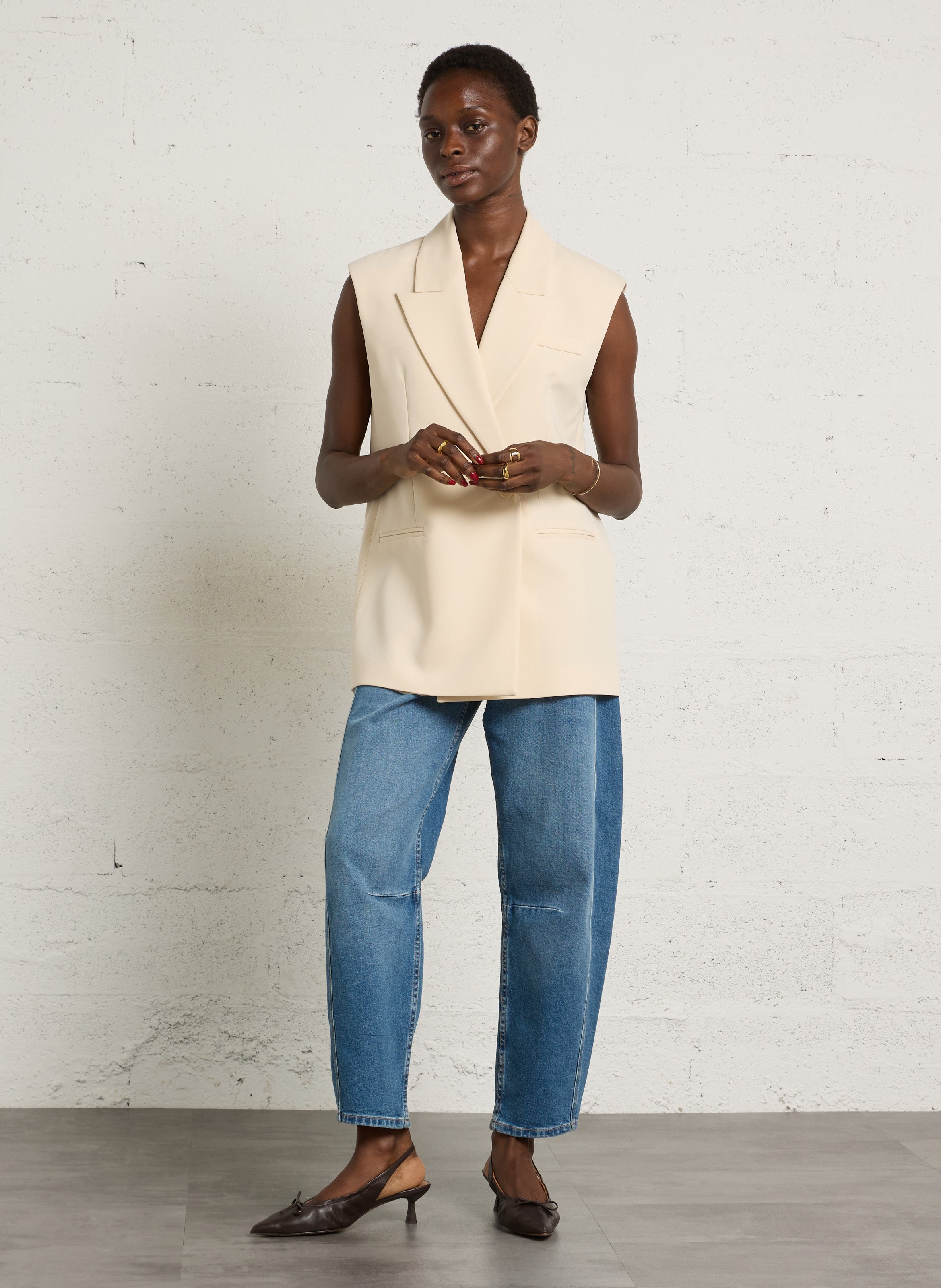 Cotton-blend cardigan with tailored collar IMPERIAL Beige