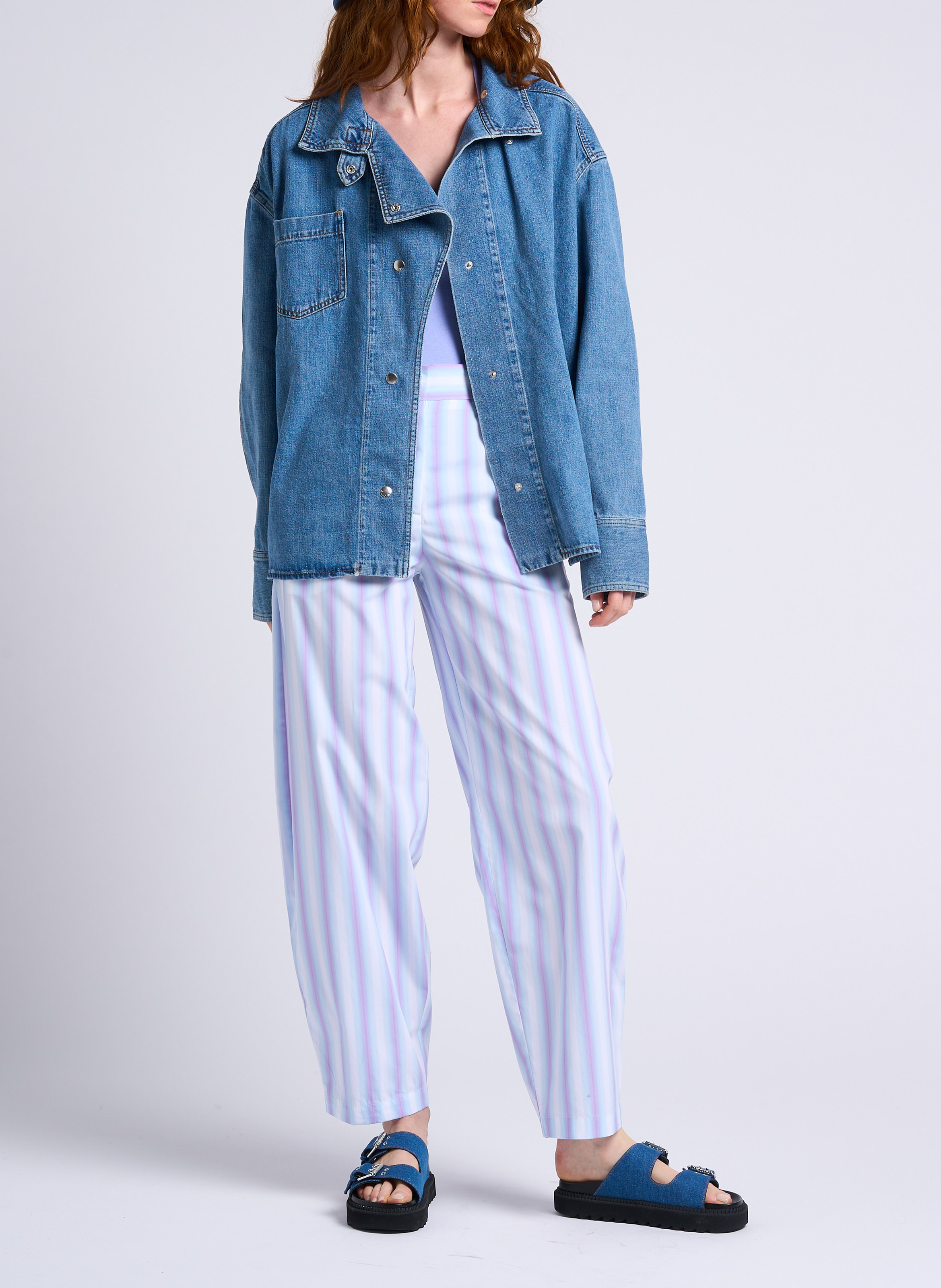 Oversized, katoenen spijkerjasje met klassieke kraag MARGAUX LONNBERG Blauw