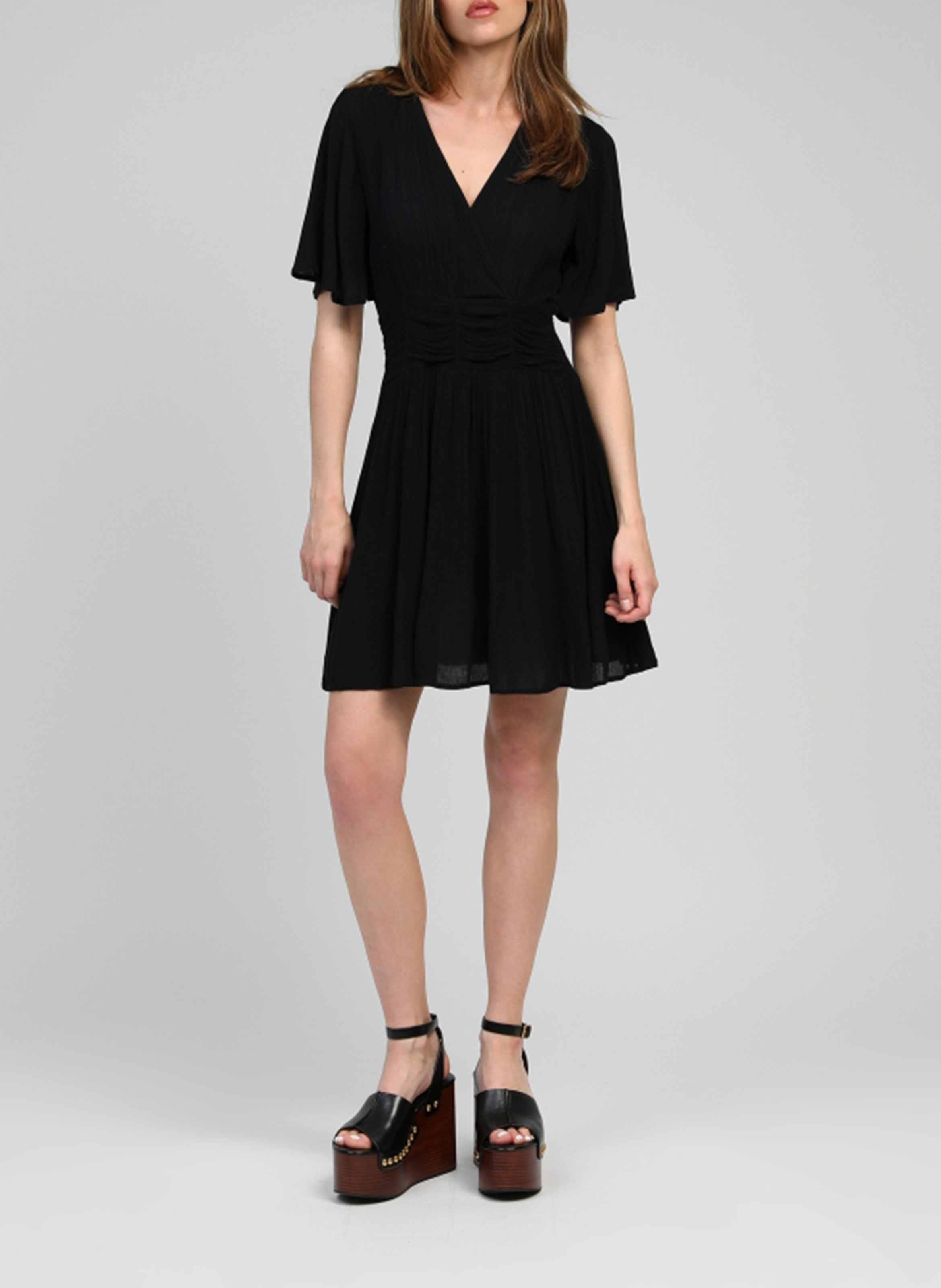Kurzkleid aus Viskose-Mix AN'GE Schwarz