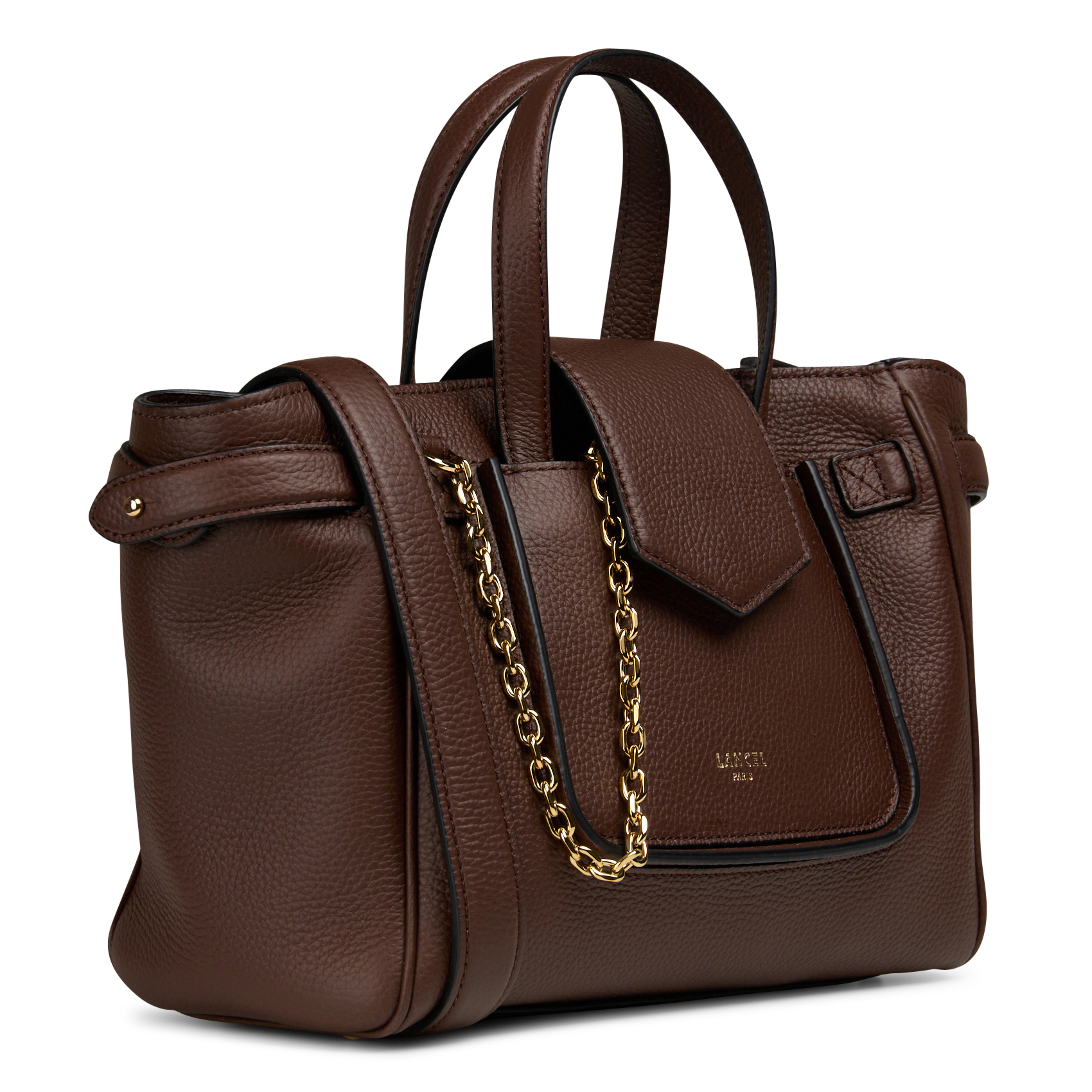 Leather handbag LANCEL Brown