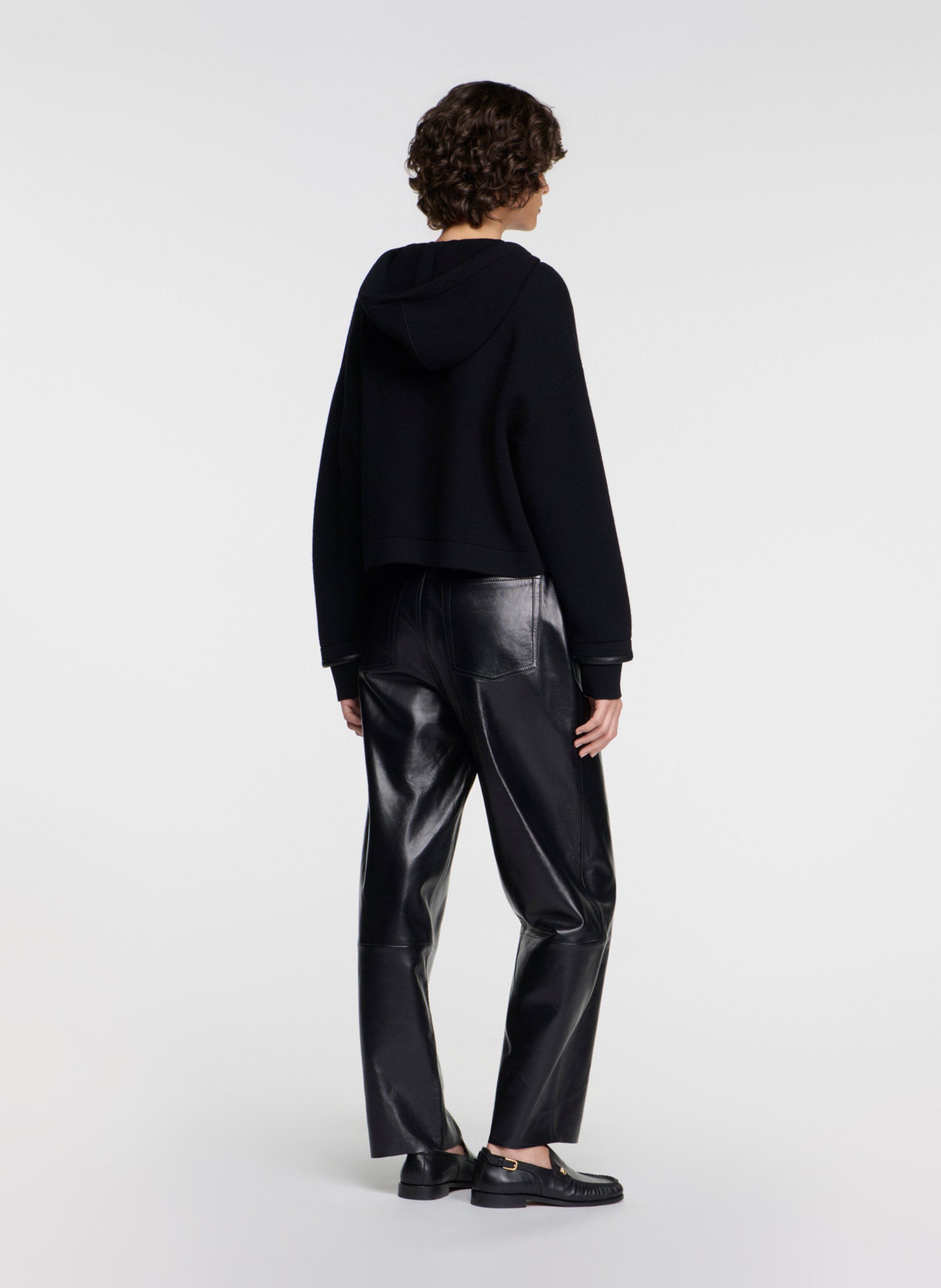 Sweat ample à capuche en laine mélangée SANDRO Noir