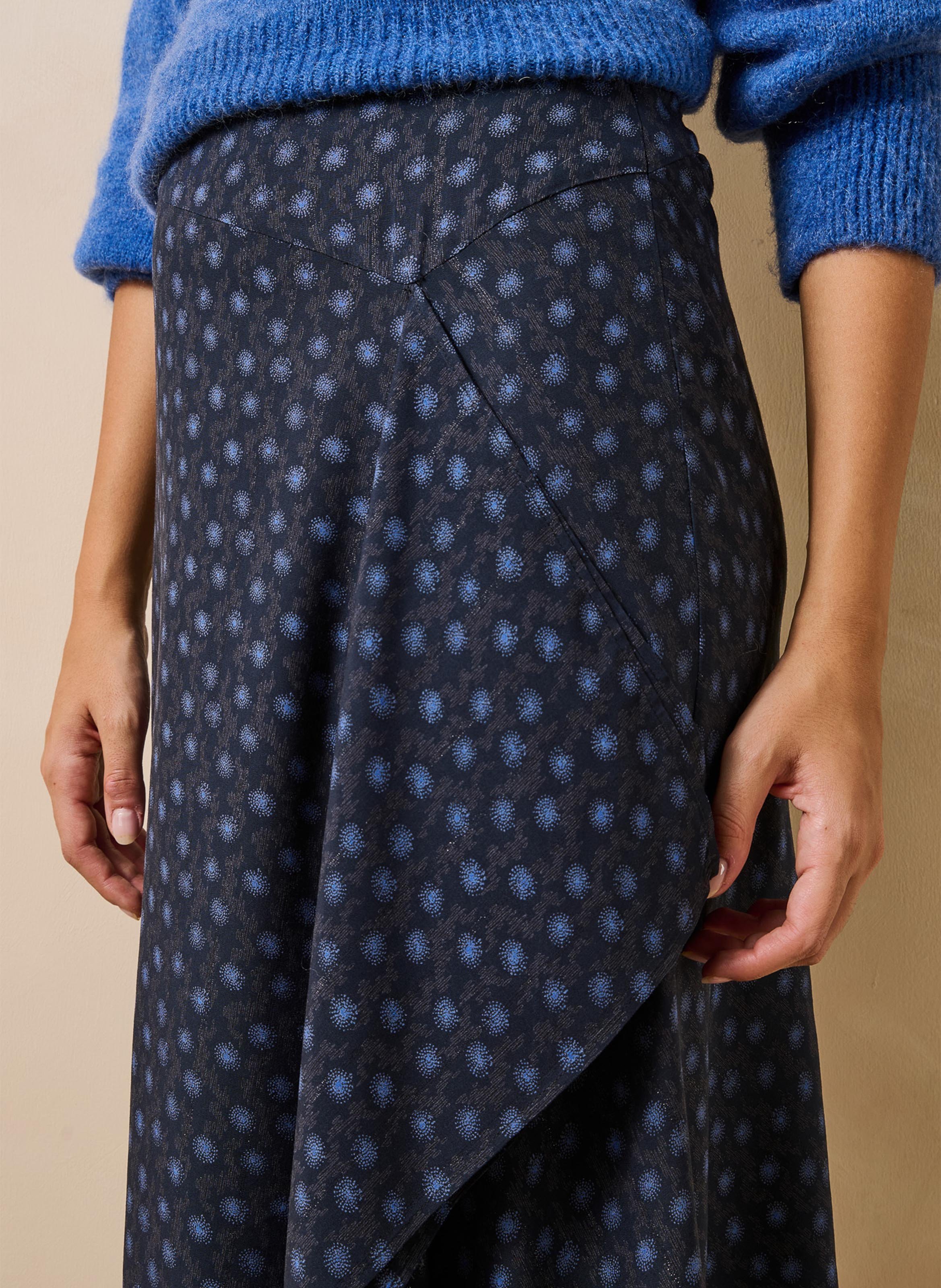 Graphic print midi trapeze skirt LA FEE MARABOUTEE Blue