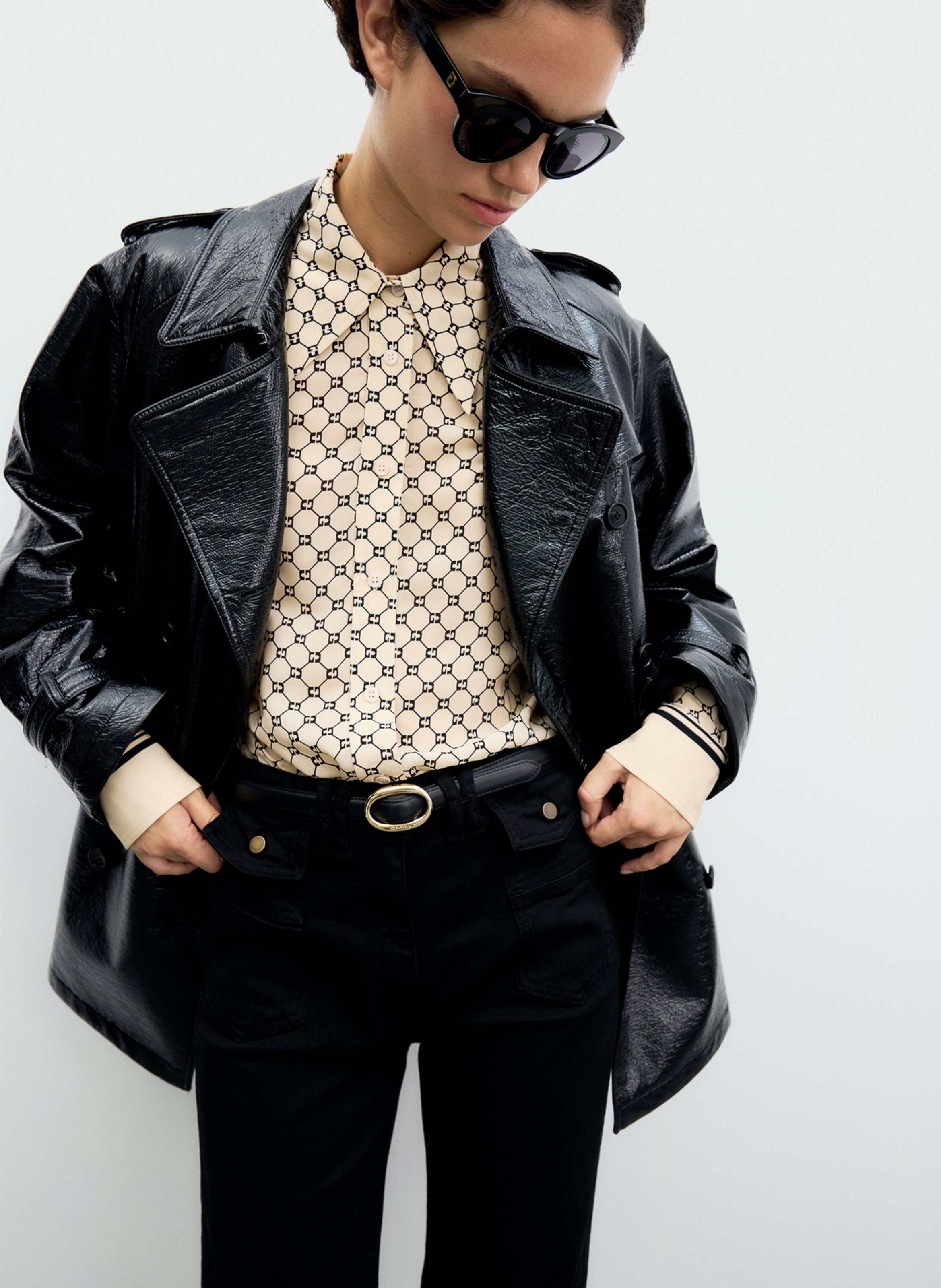 Cotton-blend trench with tailored collar GERARD DAREL Black