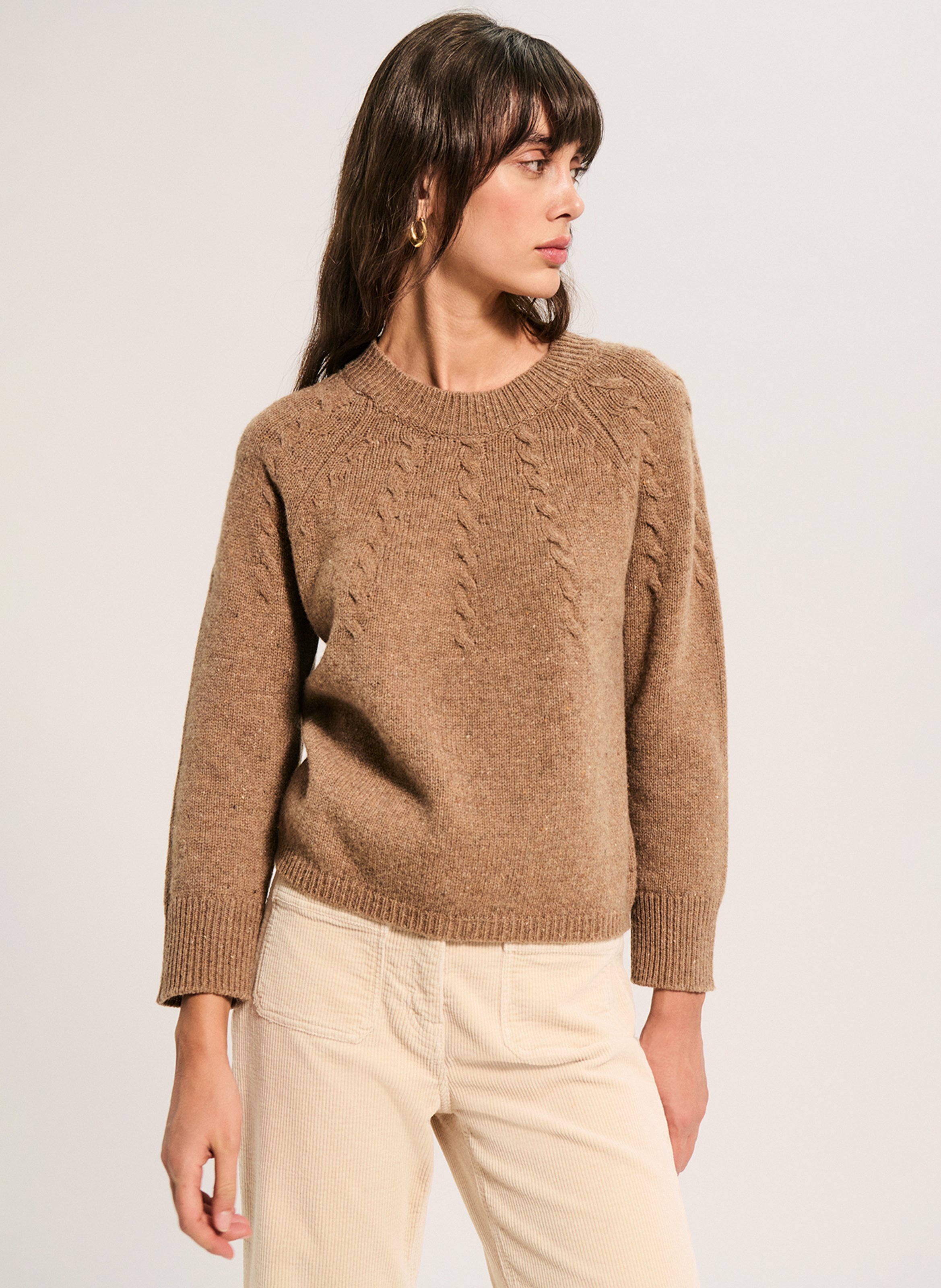 Gerade geschnittener Wollpullover PABLO Braun