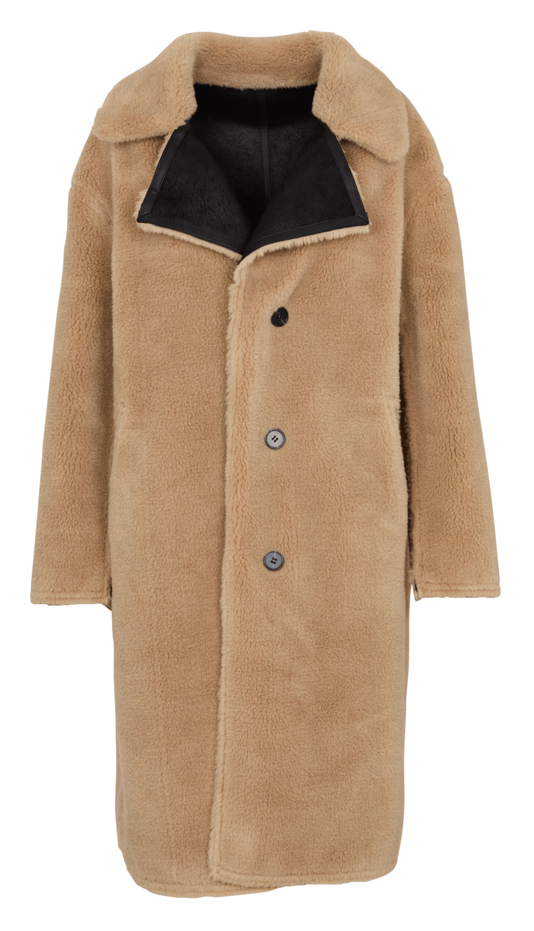 Manteau col tailleur effet peau lainée LE TEMPS DES CERISES Noir