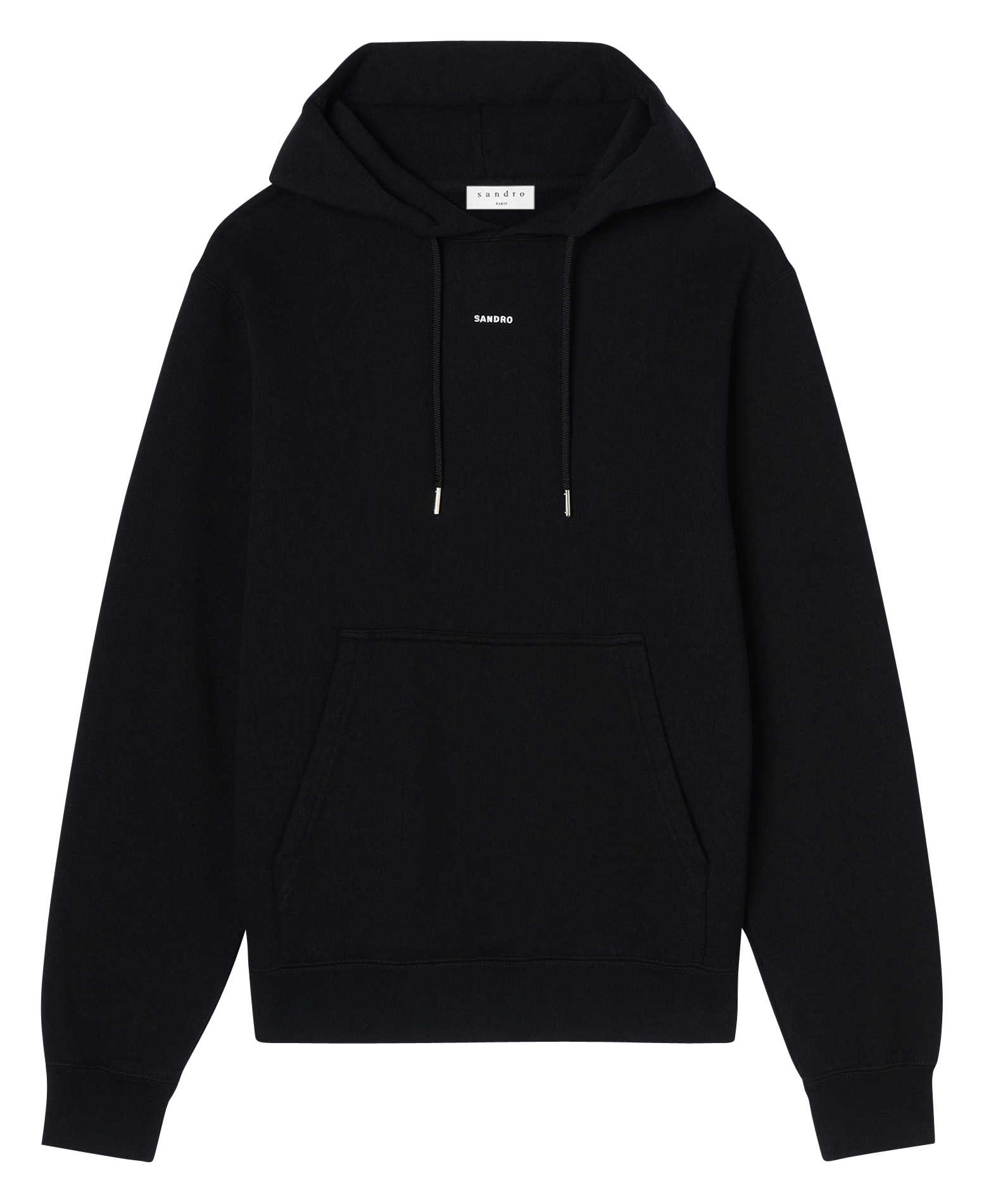 Sweat col rond regular fit à capuche en coton SANDRO Noir