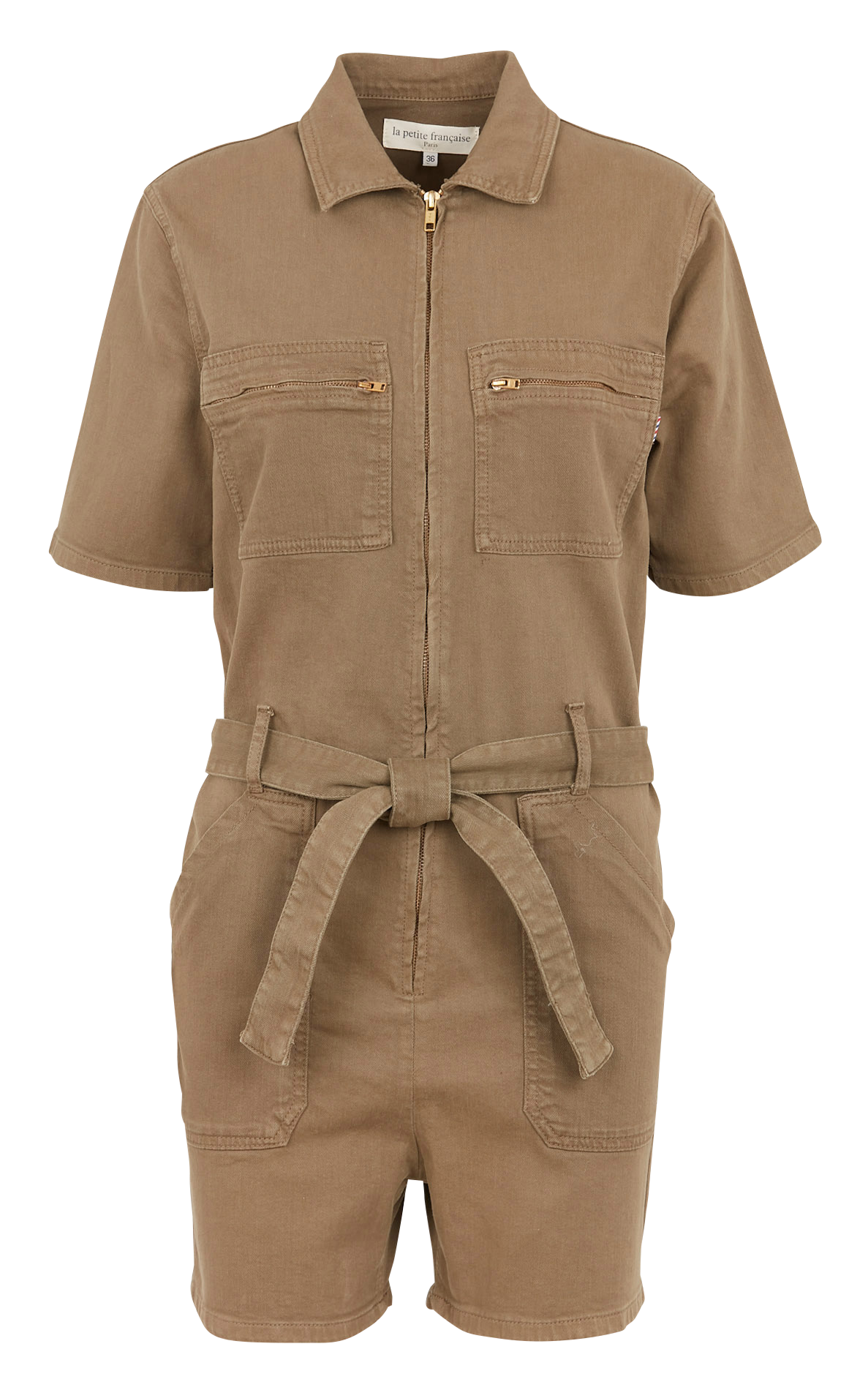 Cotton-blend playsuit with classic collar LA PETITE FRANCAISE Green