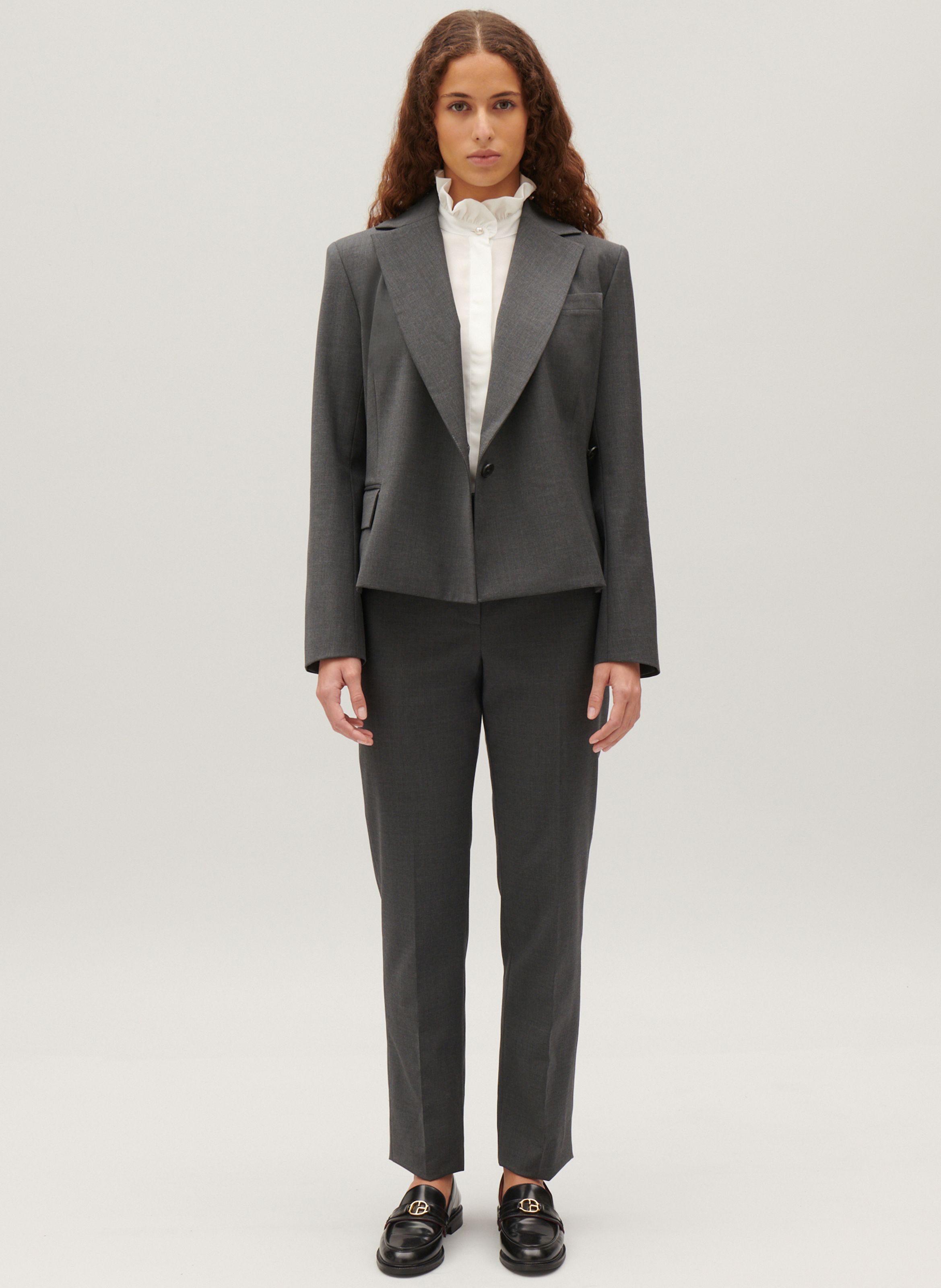 Fitted Wool blend Suit Jacket Gris Chine Claudie Pierlot Women