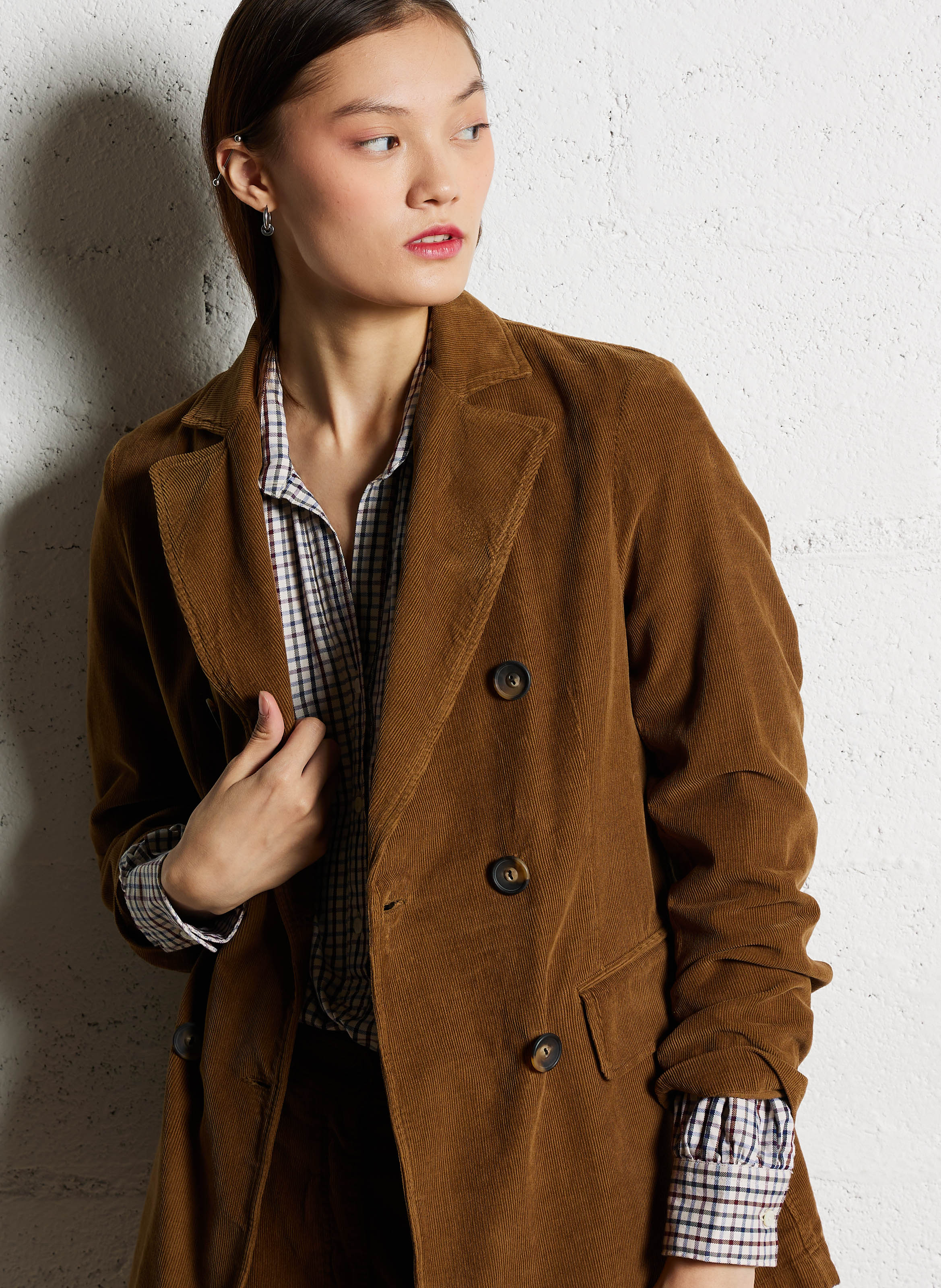 Veste de tailleur en velours cotele Marron