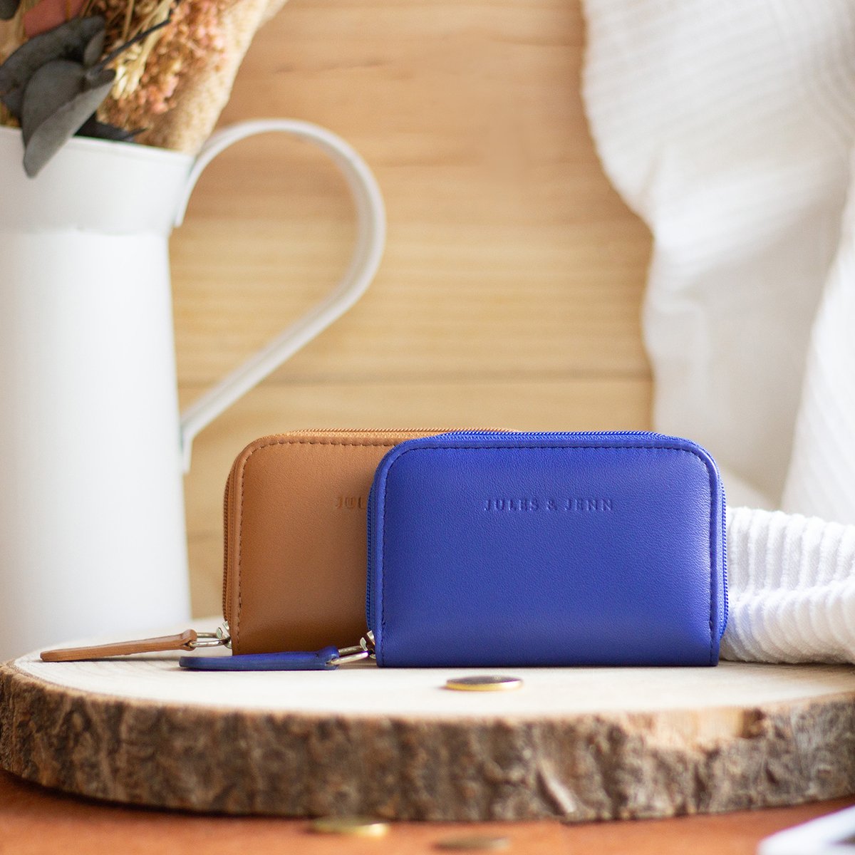 Smooth leather coin purse JULES & JENN Blue