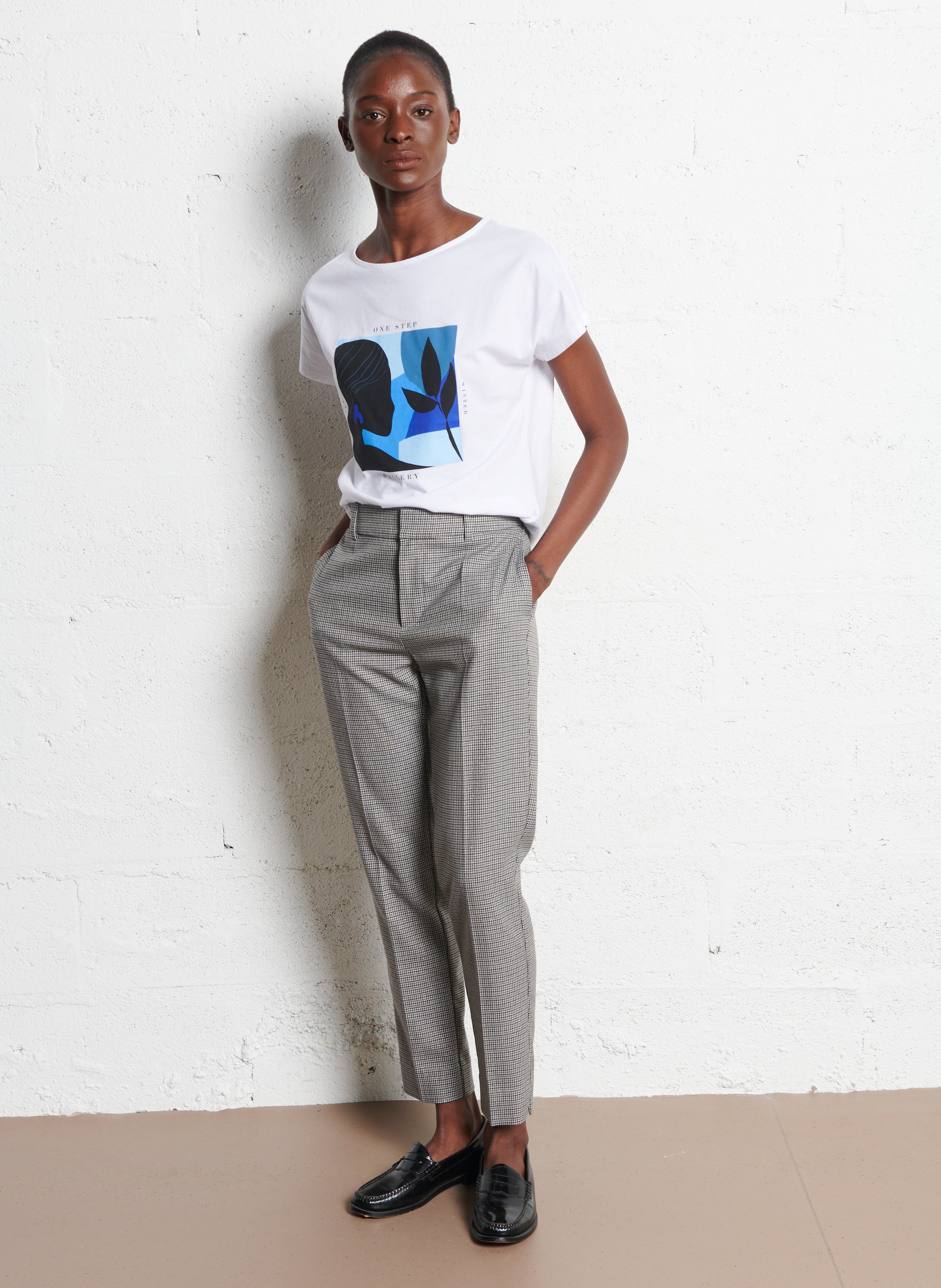 Tee-shirt col rond en coton  Blanc