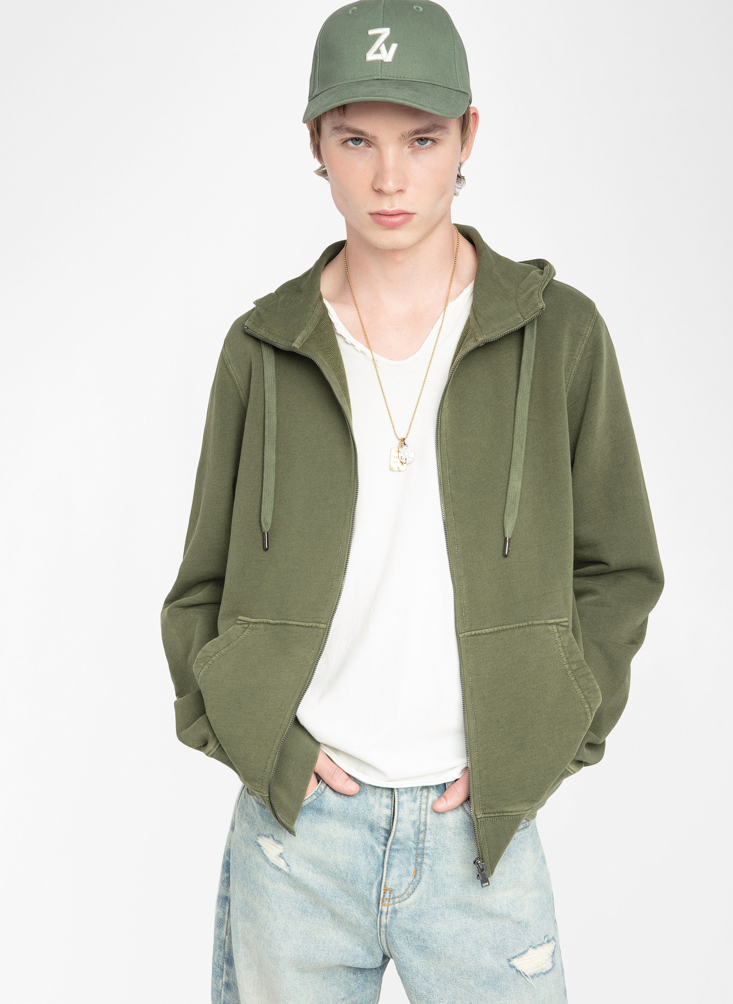Sweat zippé à capuche ZADIG&amp;VOLTAIRE Vert