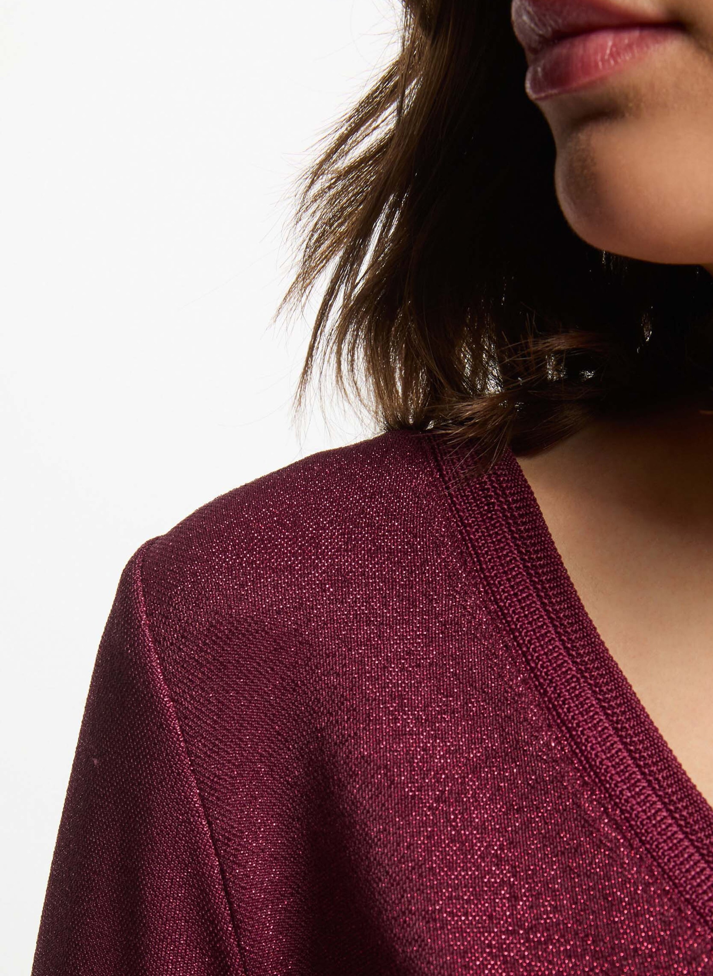 Buttoned printed V-neck top MORGAN Purple