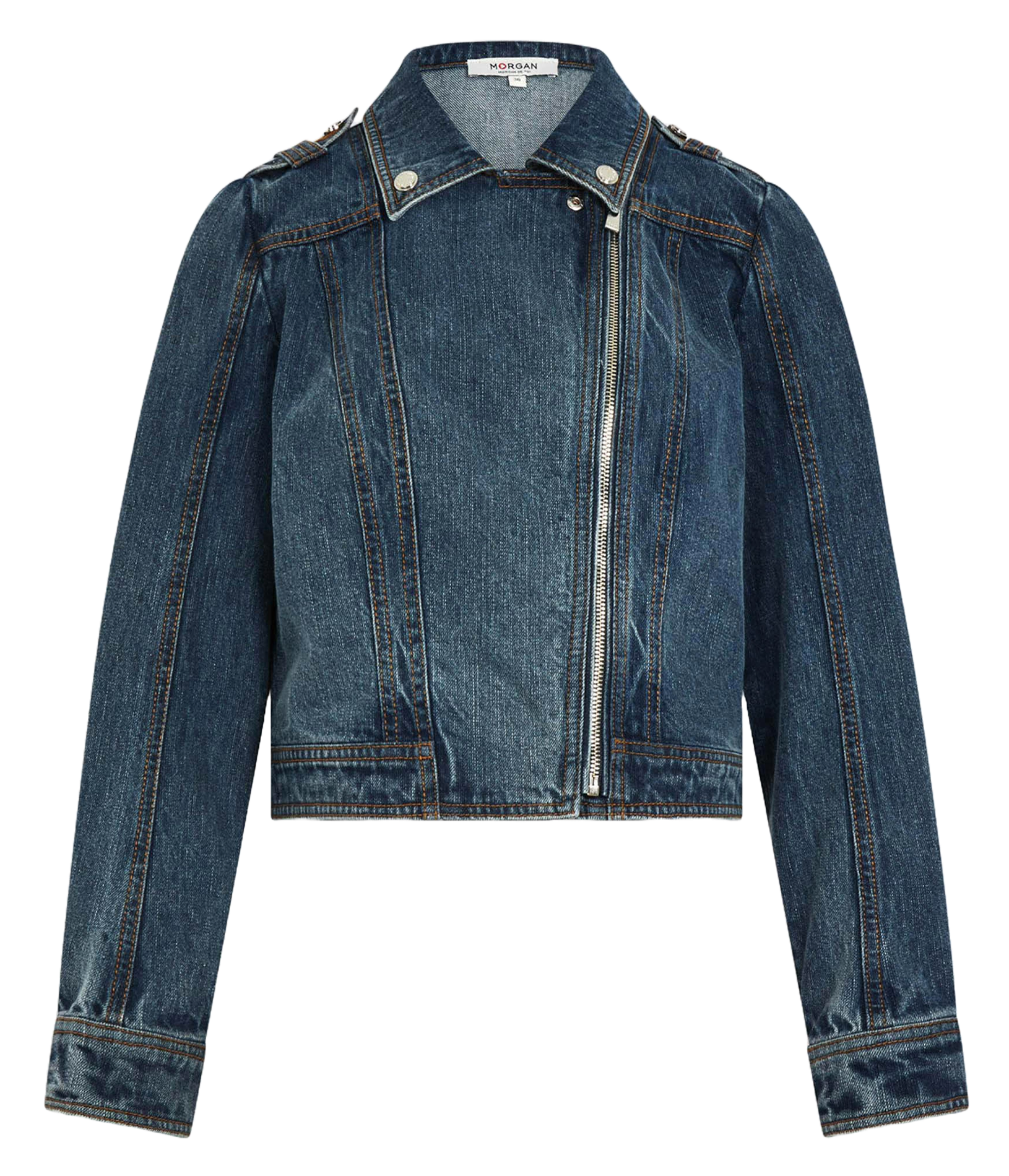 Short zip-up denim jacket MORGAN Blue