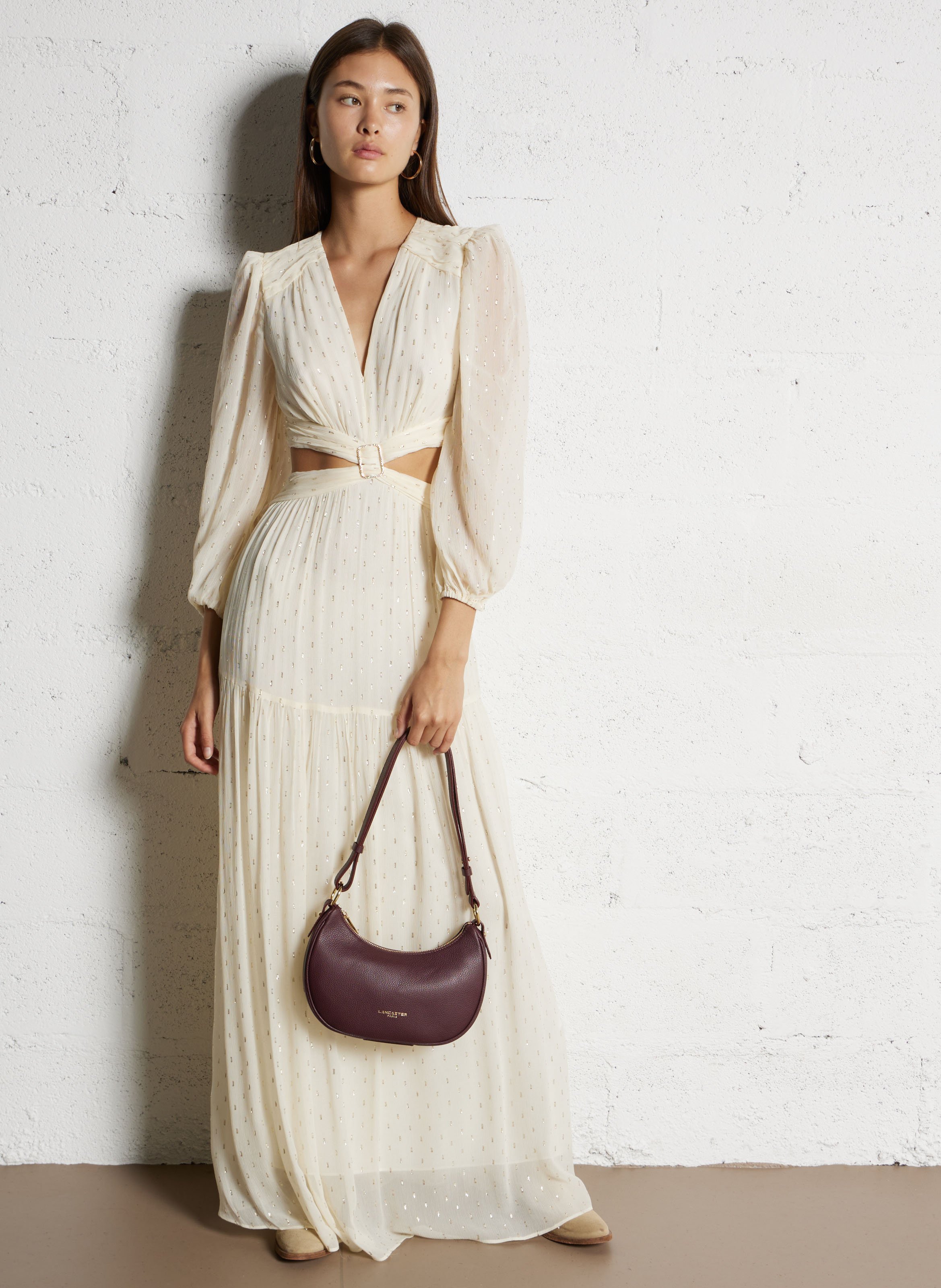 Leren schoudertas LANCASTER PARIS Rood