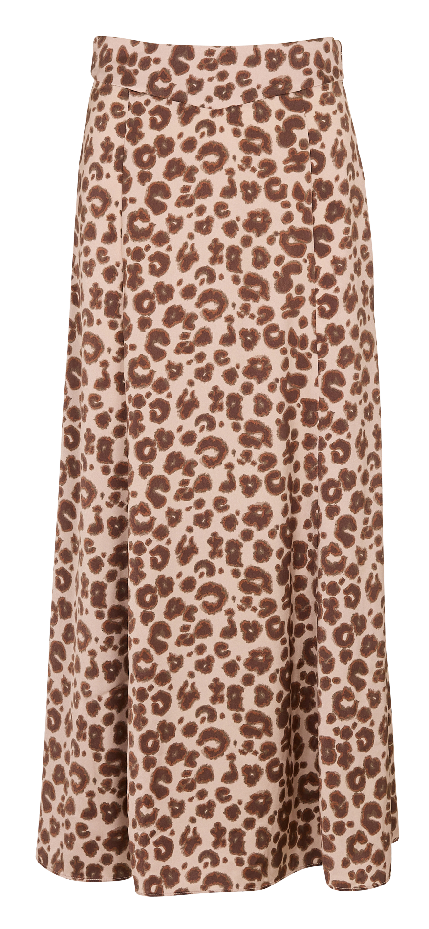 Jupe longue évasée léopard en satin BA&SH Beige