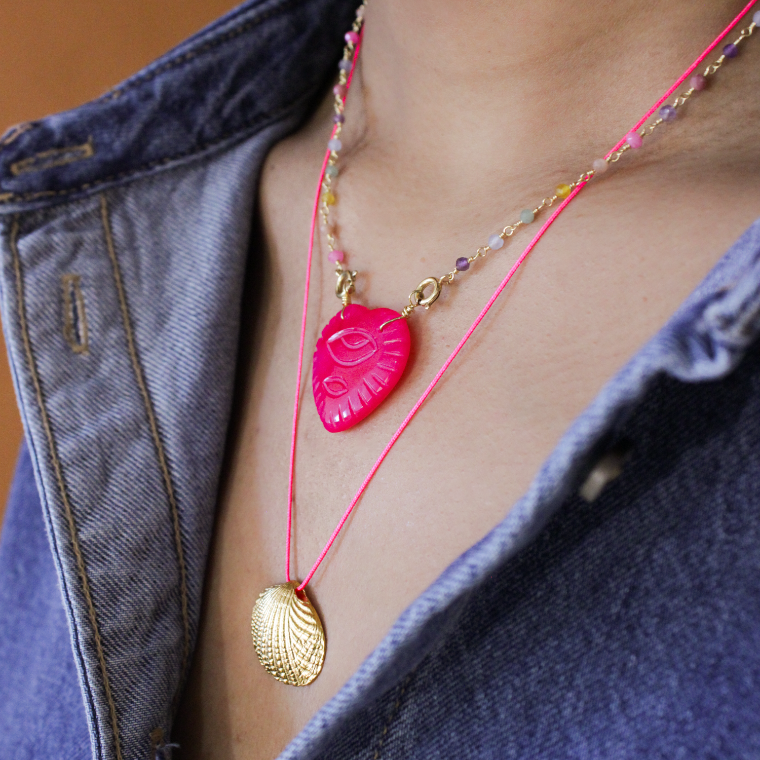 Collier long coquillage - carla L'ATELIER DES DAMES Doré