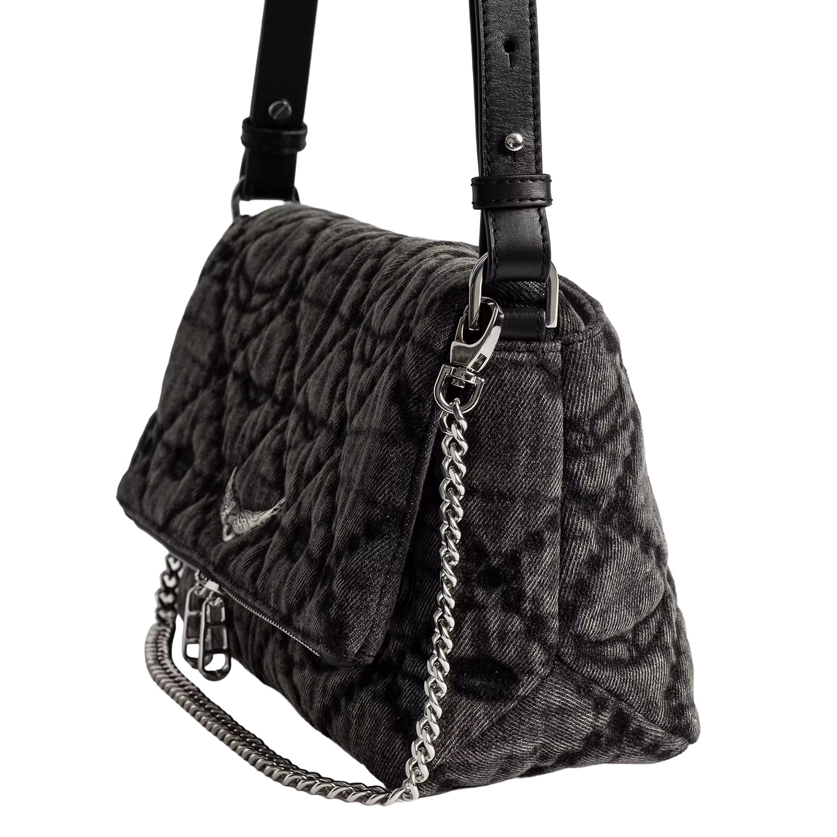 Schoudertas van denim ZADIG&VOLTAIRE Grijs